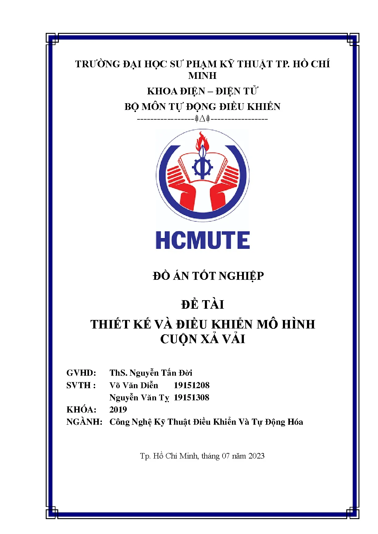 Đồ án tốt nghiệp - Thiết kế và điều khiển mô hình cuộn xả vải