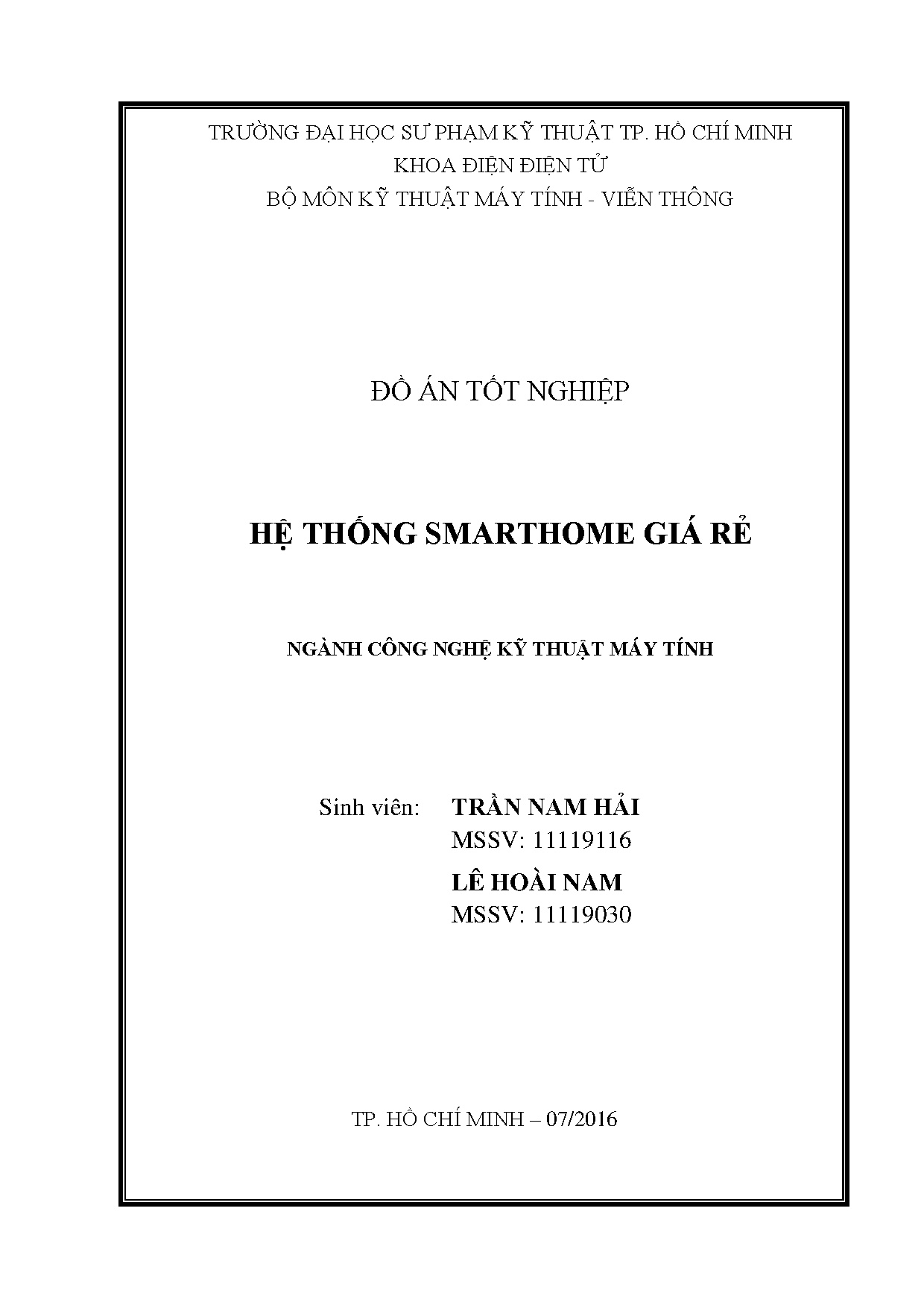 Đồ án tốt nghiệp - Hệ thống Smarthome giá rẻ