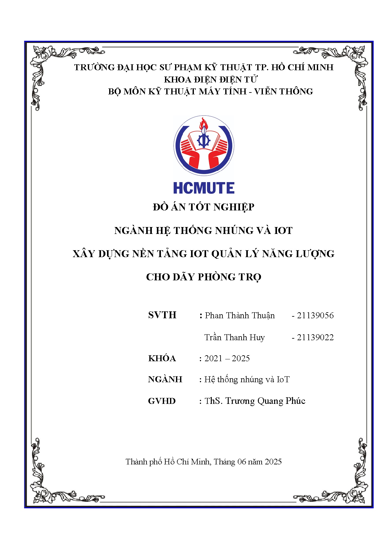 Đồ án tốt nghiệp - Xây dựng nền tảng IoT quản lý năng lượng cho dãy phòng trọ