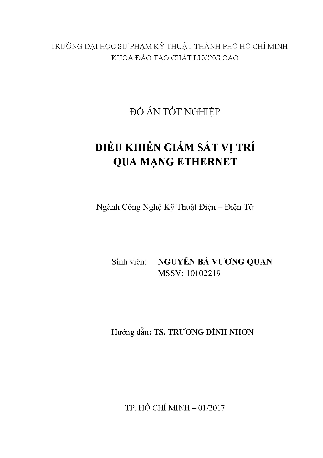 Đồ án tốt nghiệp - Điều khiển giám sát vị trí qua mạng Ethernet