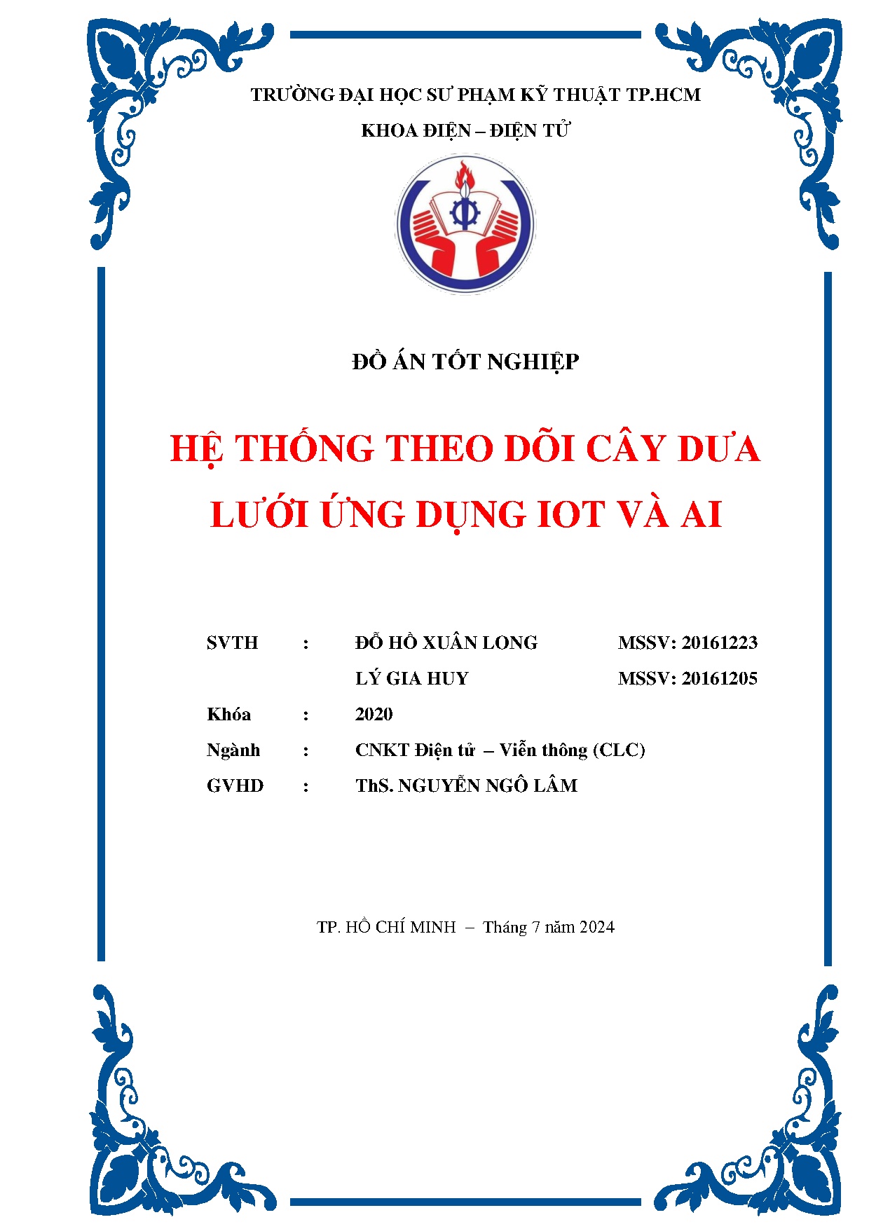 Đồ án tốt nghiệp - Hệ thống theo dõi cây dưa lưới ứng dụng IOT và AI