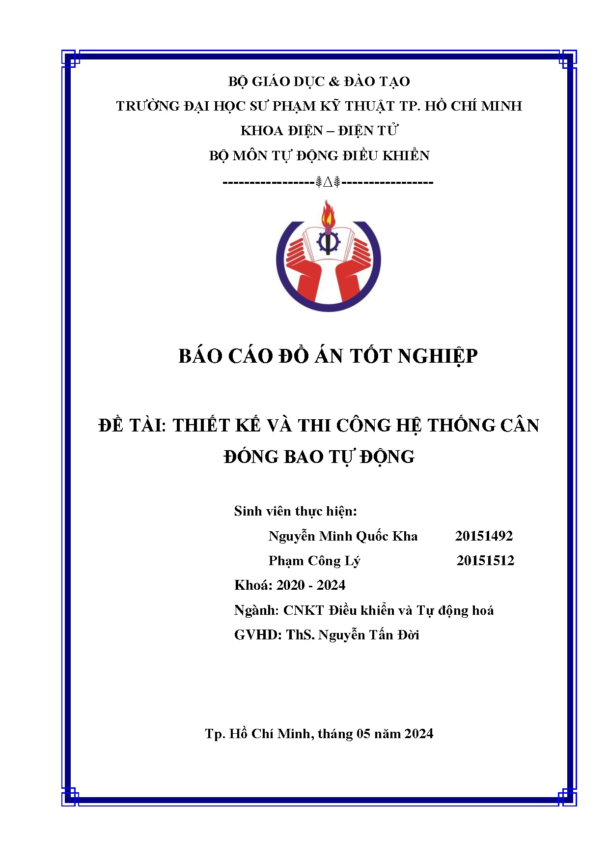 Đồ án tốt nghiệp - Thiết kế và thi công hệ thống cân đóng bao tự động