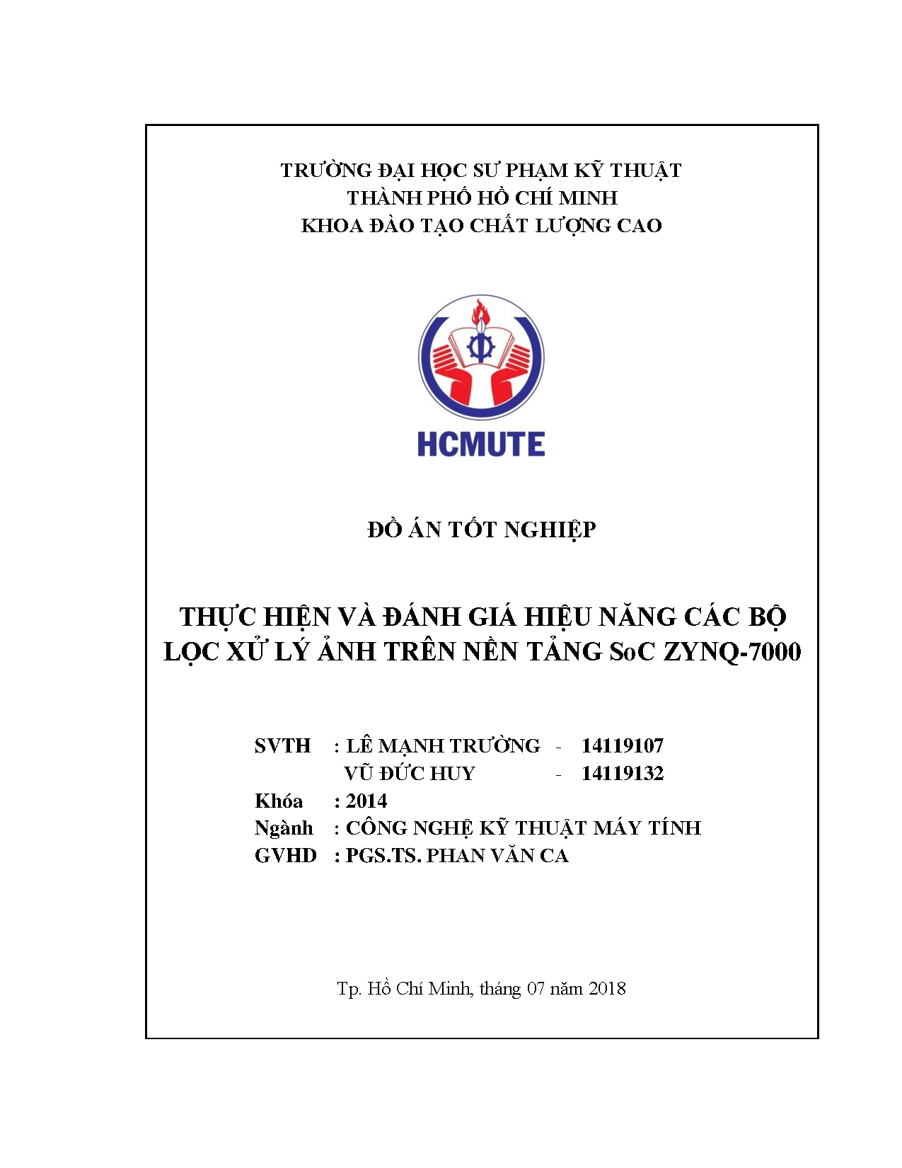 Đồ án tốt nghiệp - Thực hiện và đánh giá hiệu năng các bộ lọc xử lý ảnh trên nền tảng SoC ZYNQ-7000