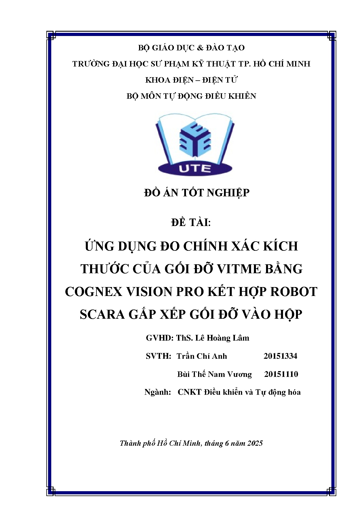 Đồ án tốt nghiệp - Ứng dụng đo chính xác kích thước của gối đỡ Vitme bằng Cognex Vision PKHRSGXGĐVH