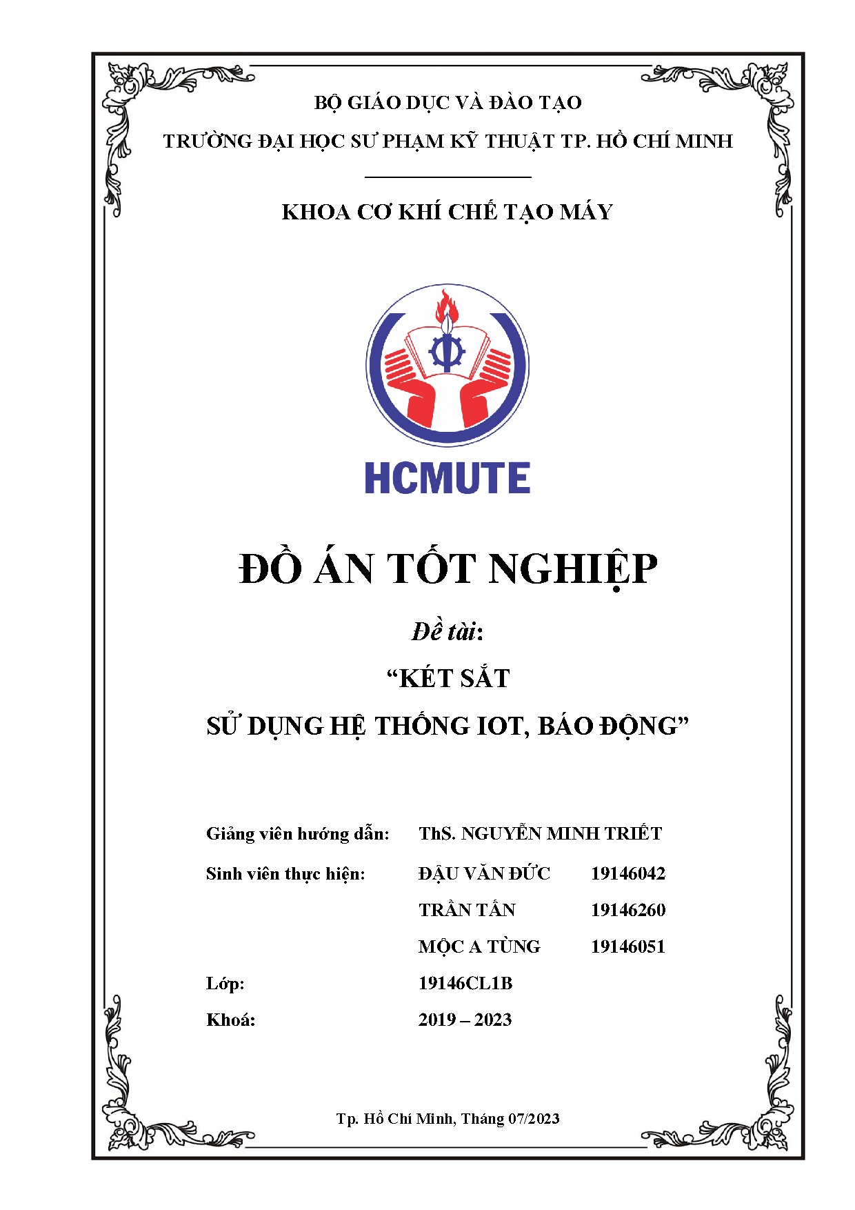 Đồ án tốt nghiệp - Két sắt sử dụng hệ thống IOT, báo động