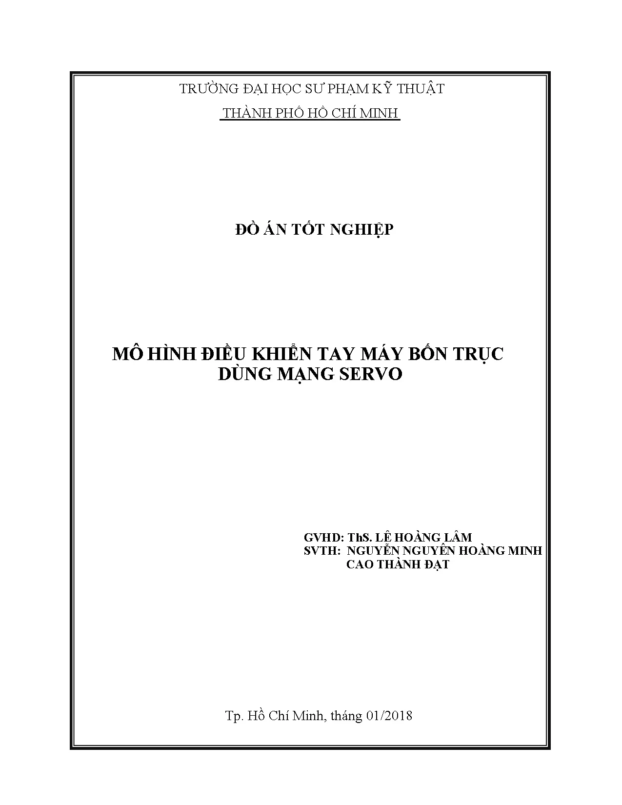 Đồ án tốt nghiệp - Mô hình điều khiển tay máy bốn trục dùng mạng Servo