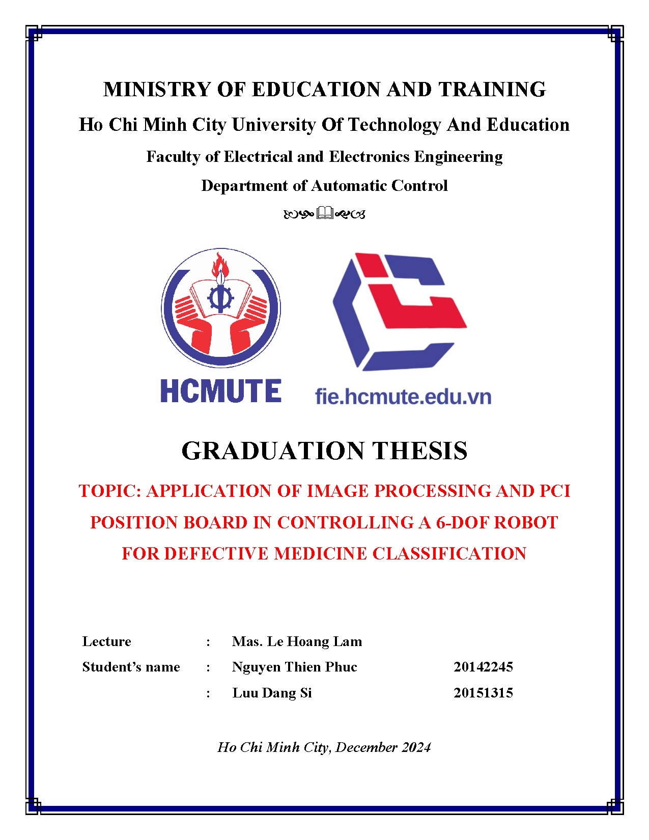 Đồ án tốt nghiệp - Controlling robot 6-DoF using IPC Via PCI position board