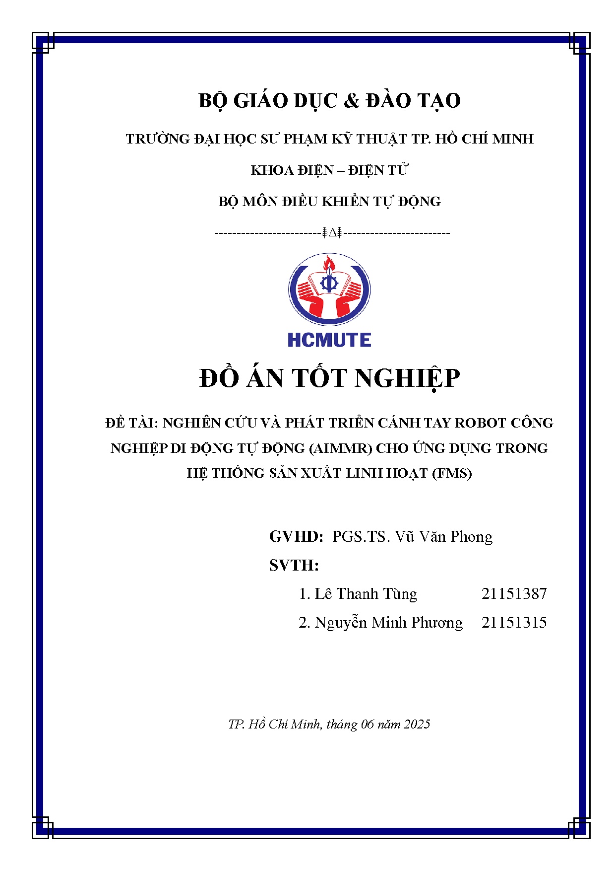 Đồ án tốt nghiệp - Nghiên cứu và phát triển cánh tay robot công nghiệp di động tự Đ ( CỨDTHTSXLH (