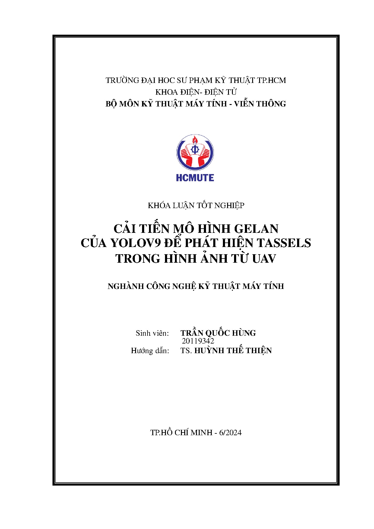Đồ án tốt nghiệp - Cải tiến mô hình Gelan của Yolov9 để phát hiện Tassels trong hình ảnh từ UAV