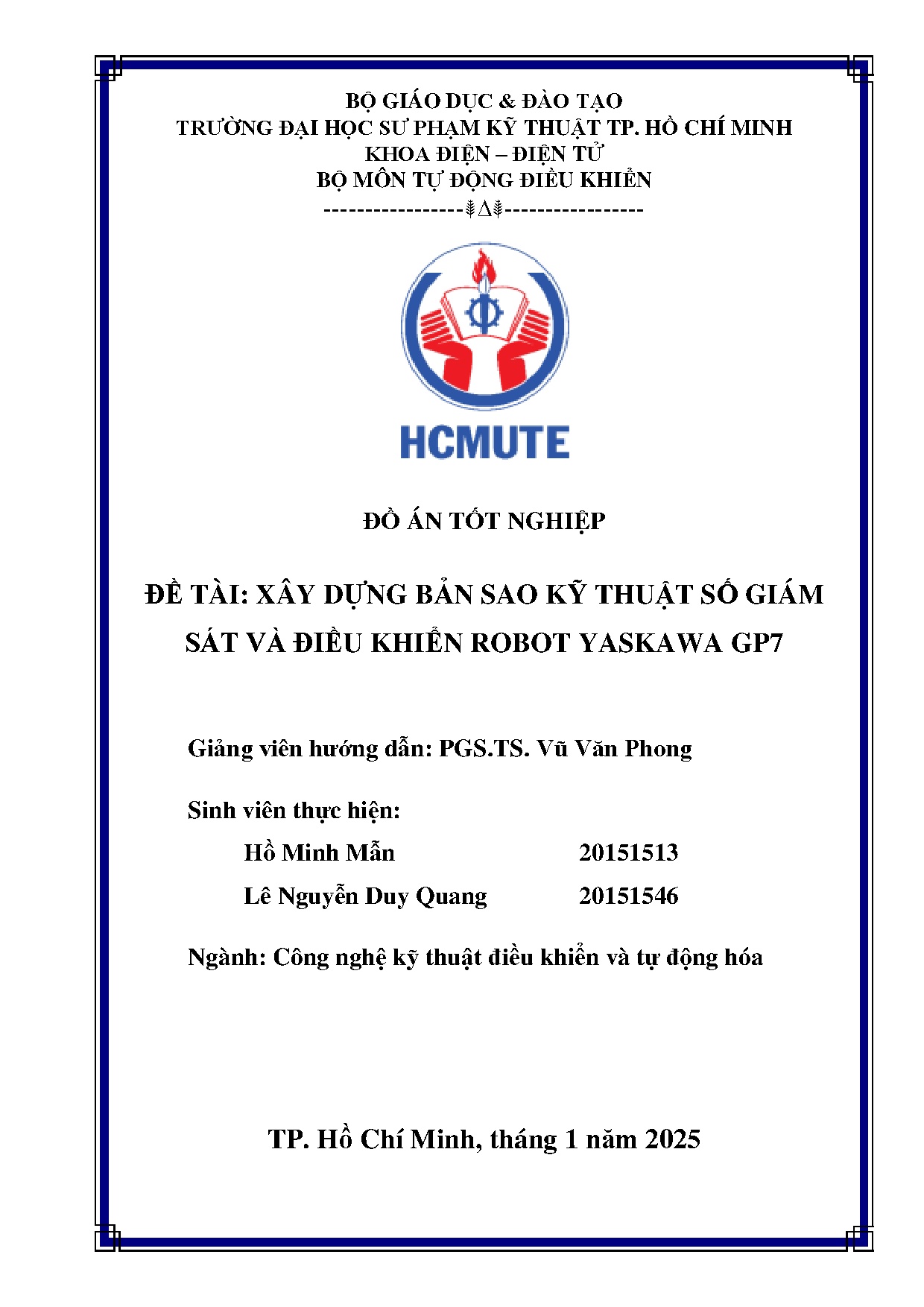 Đồ án tốt nghiệp - Xây dựng bản sao kỹ thuật số giám sát và điều khiển robot Yaskawa GP7