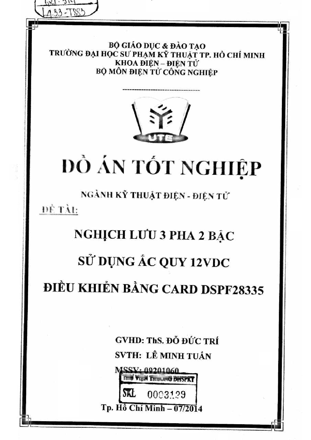 Đồ án tốt nghiệp - Nghịch lưu 3 pha 2 bậc sử dụng ác quy 12DVC điều khiển bằng Card DSPF28335