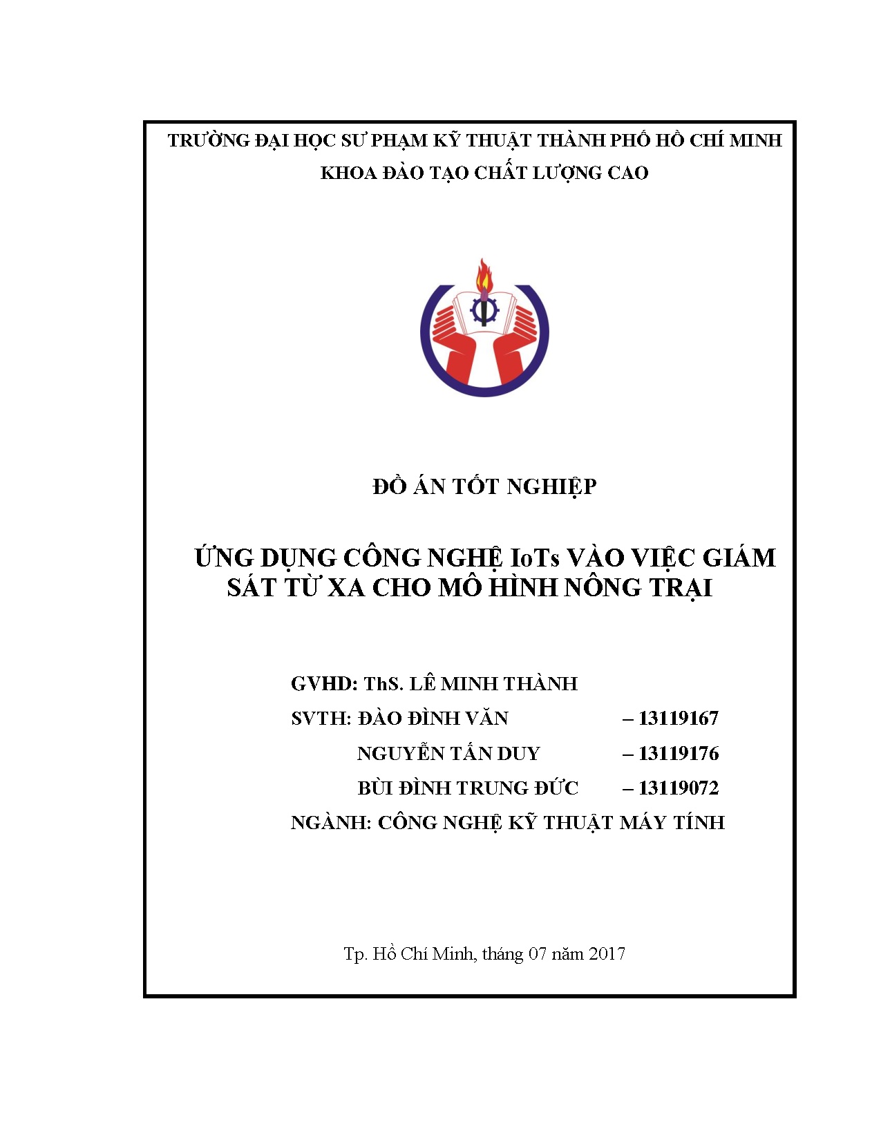 Đồ án tốt nghiệp - Ứng dụng công nghệ IoTs vào việc giám sát từ xa cho mô hình nông trại