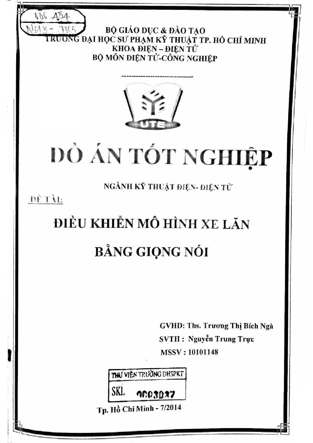 Đồ án tốt nghiệp - Điều khiển mô hình xe lăn bằng giọng nói