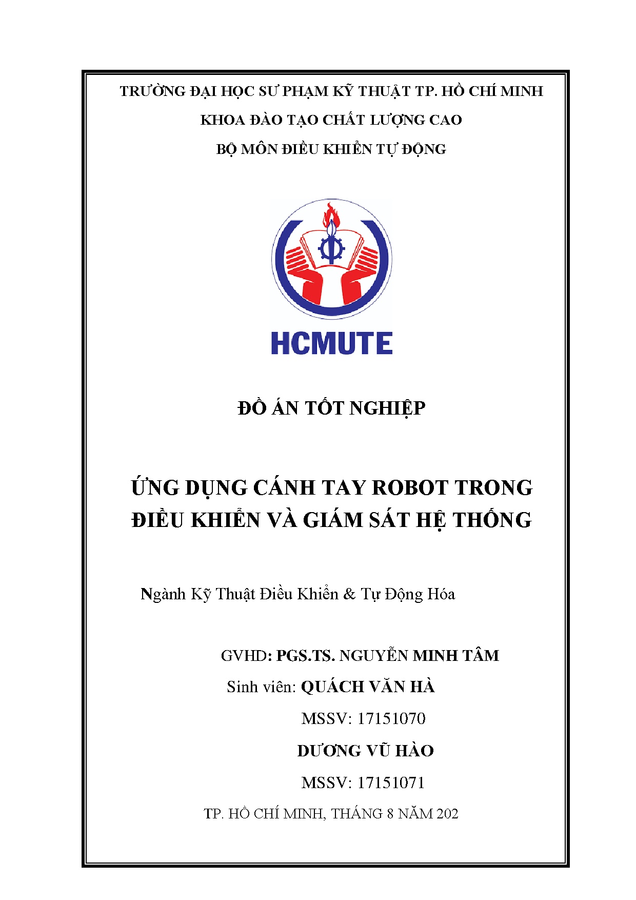 Đồ án tốt nghiệp - Ứng dụng cánh tay robot trong điều khiển và giám sát hệ thống