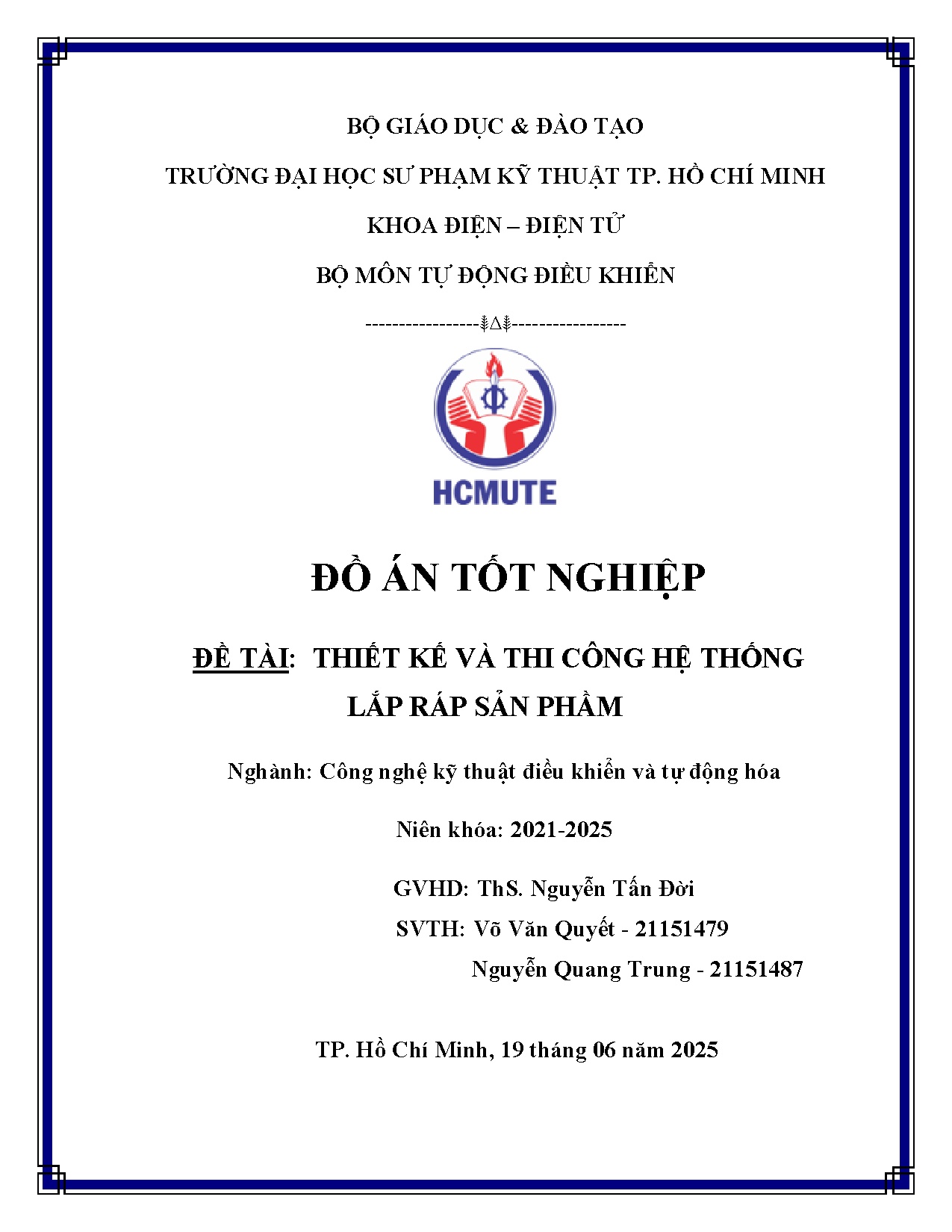 Đồ án tốt nghiệp - Thiết kế và thi công hệ thống lắp ráp sản phẩm