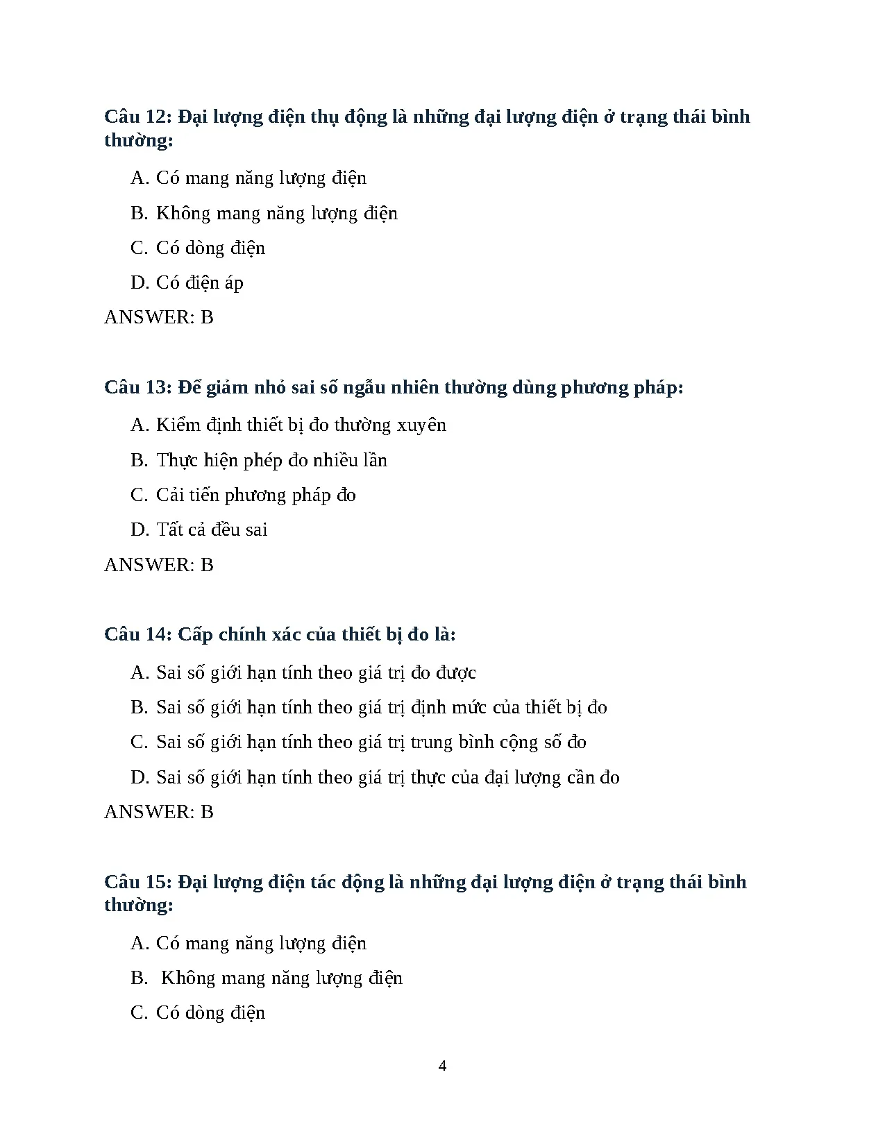 Trắc nghiệm chương 1 đo lường - Trang 4