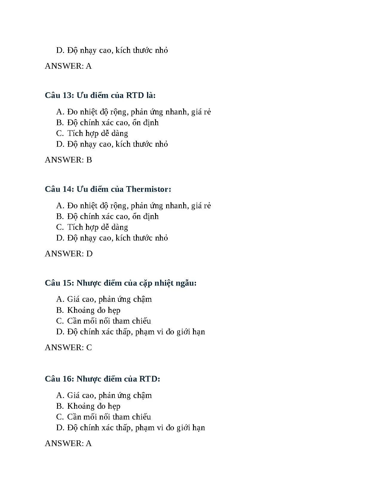 Trắc nghiệm chương 12 đo lường - Trang 4