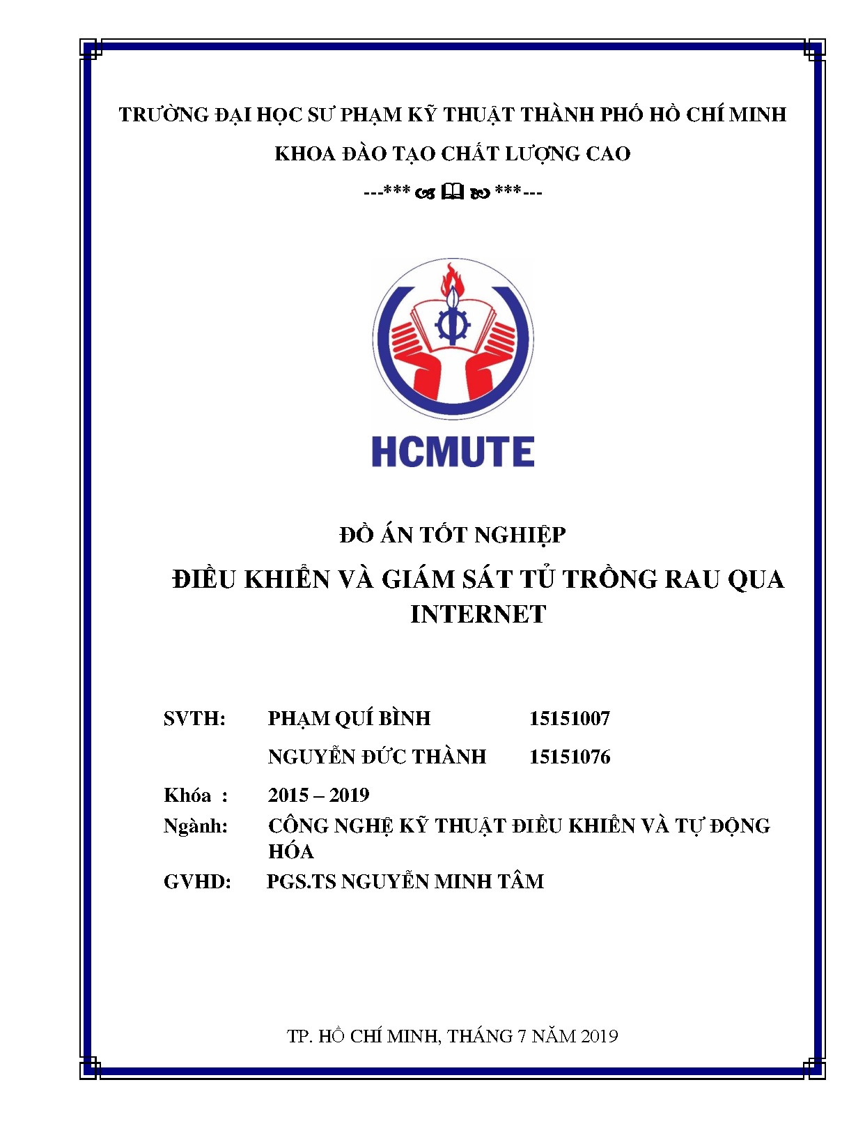 Đồ án tốt nghiệp - Điều khiển và giám sát tủ trồng rau quả Internet