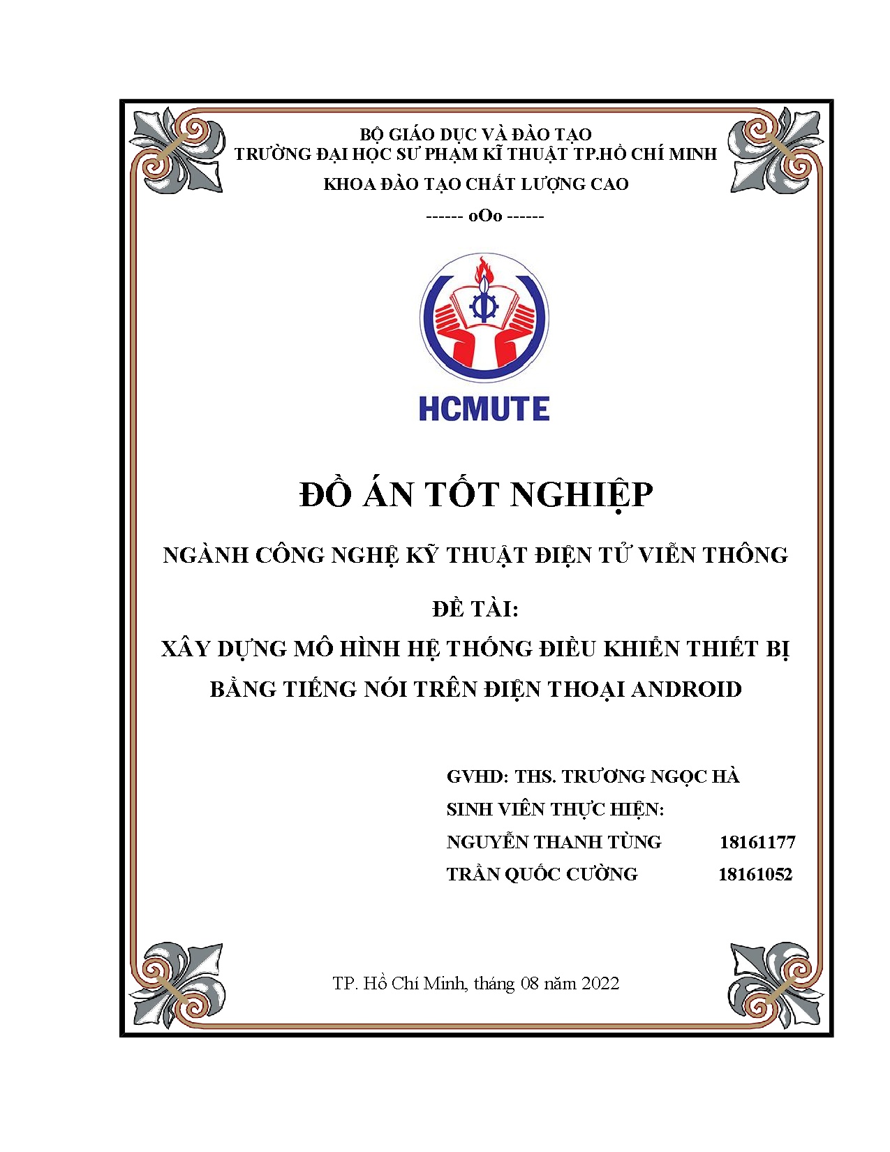 Đồ án tốt nghiệp - Xây dựng mô hình hệ thống điều khiển thiết bị bằng tiếng nói trên điện thoại A