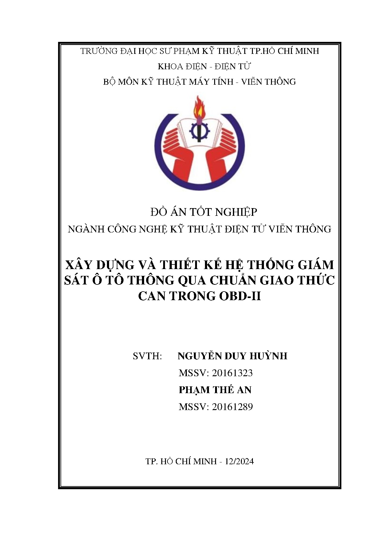 Đồ án tốt nghiệp - Xây dựng và thiết kế hệ thống giám sát ô tô thông qua chuẩn giao thức CAN trong O