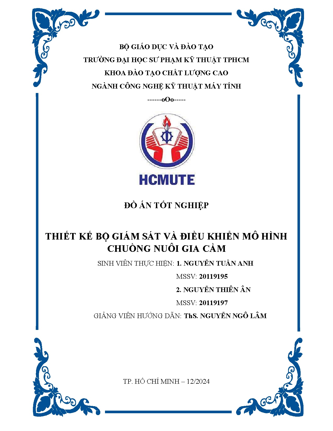 Đồ án tốt nghiệp - Thiết kế bộ giám sát và điều khiển mô hình chuồng nuôi gia cầm