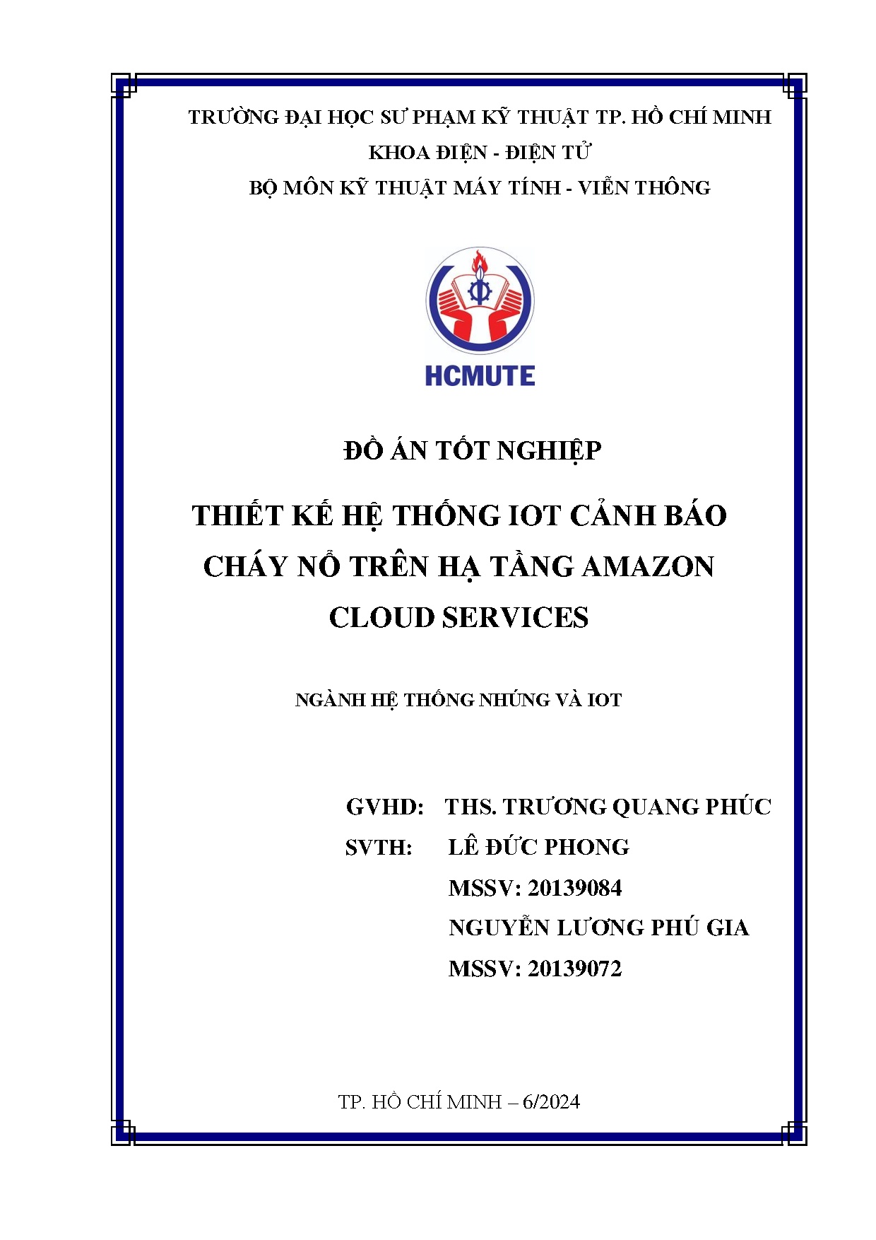 Đồ án tốt nghiệp - Thiết kế hệ thống IoT cảnh báo cháy nổ trên hạ tầng Amazon Cloud Services