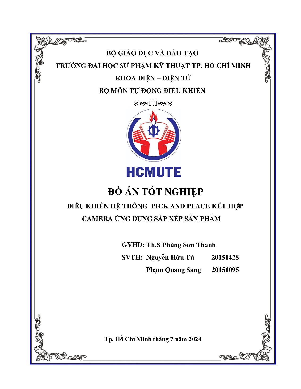 Đồ án tốt nghiệp - Điều khiển hệ thống pick and place kết hợp camera ứng dụng sắp xếp sản phẩm