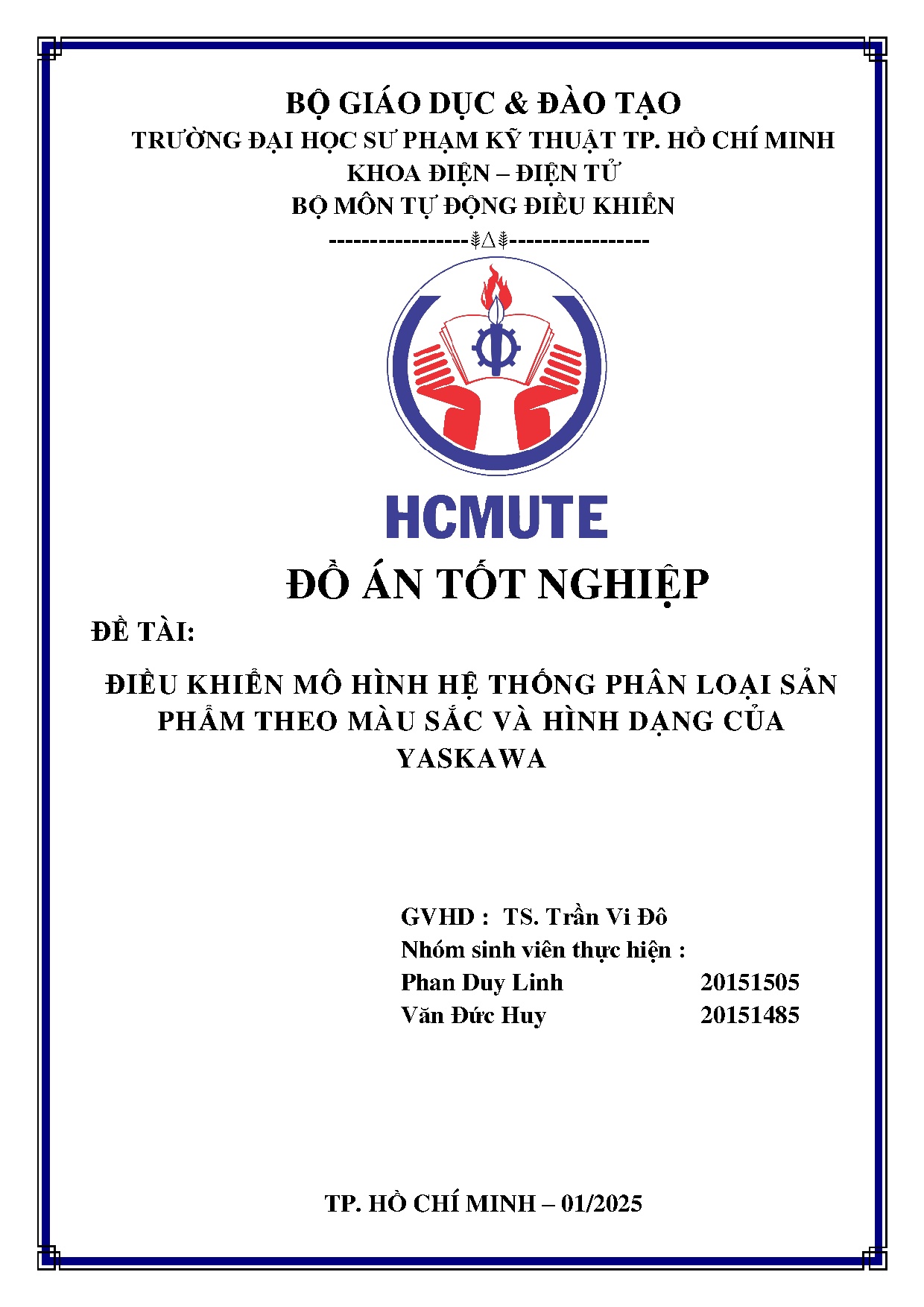 Đồ án tốt nghiệp - Điều khiển mô hình hệ thống phân loại sản phẩm theo màu sắc và hình dạng của Y