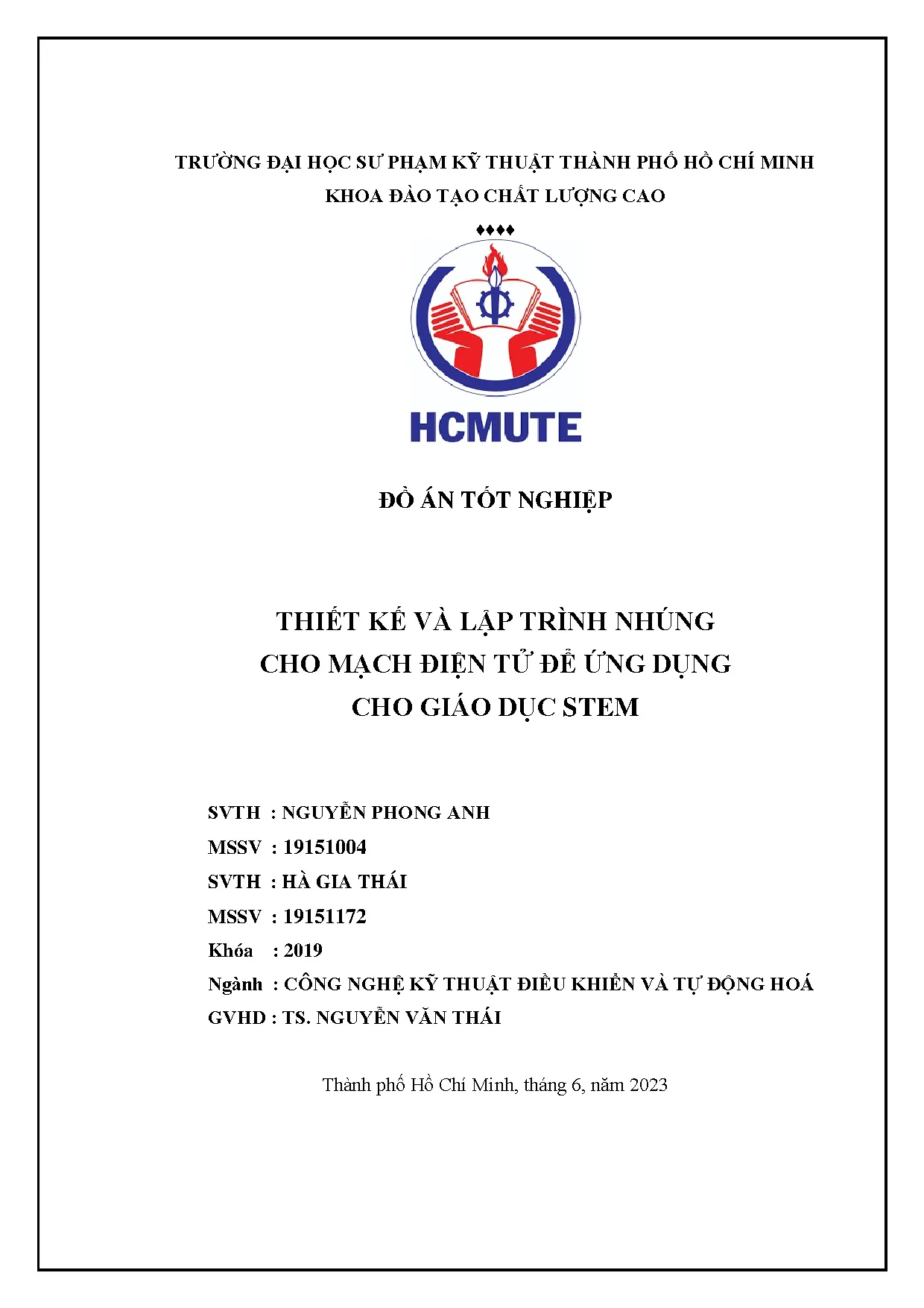 Đồ án tốt nghiệp - Thiết kế và lập trình nhúng cho mạch điện tử để ứng dụng cho giáo dục stem