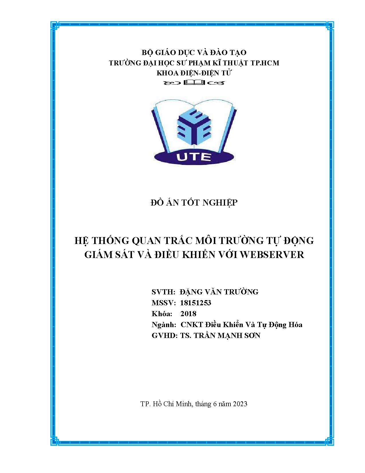 Đồ án tốt nghiệp - Hệ thống quan trắc môi trường tự động giám sát và điều khiển với webserver