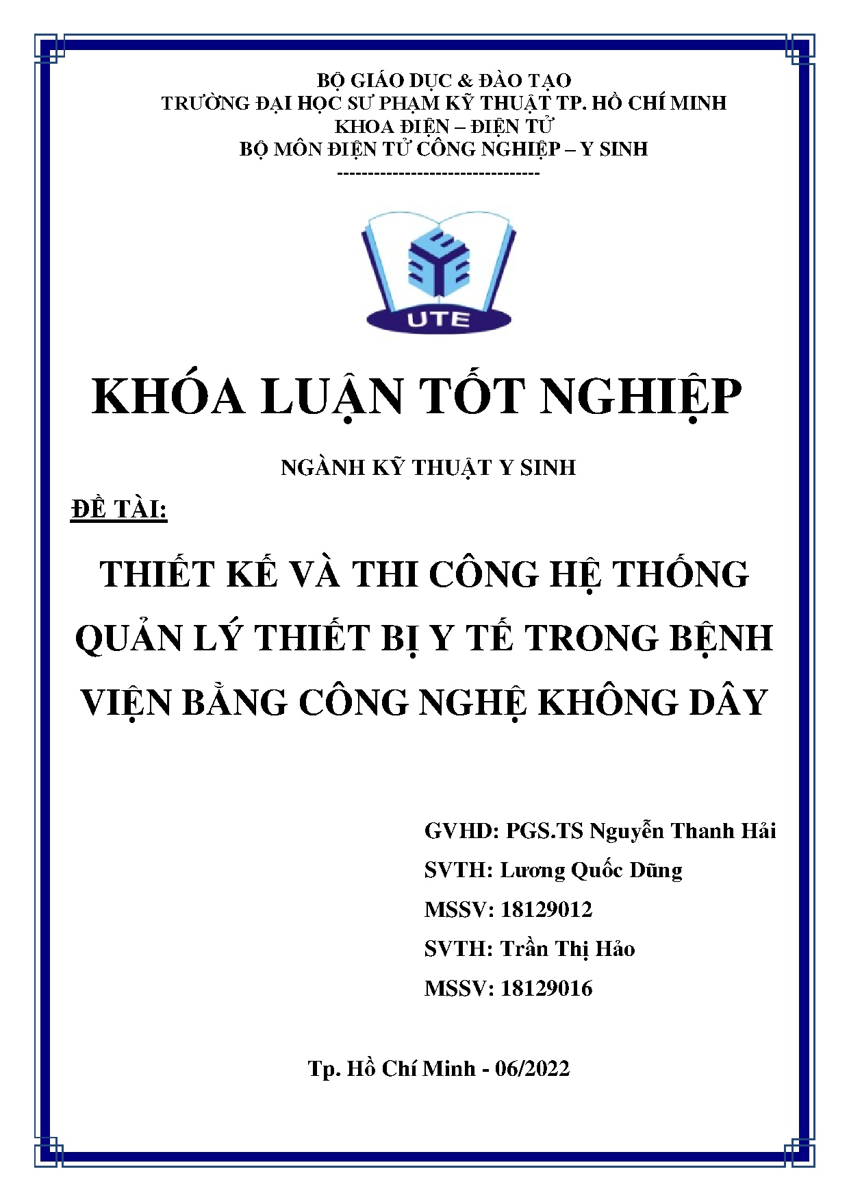 Đồ án tốt nghiệp - Thiết kế và thi công hệ thống quản lý thiết bị y tế trong bệnh viện bằng công NKD