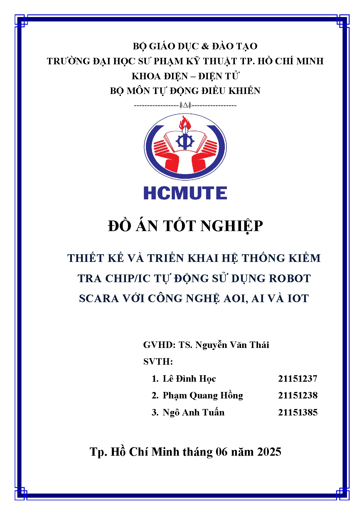 Đồ án tốt nghiệp - Thiết kế và triển khai hệ thống kiểm tra Chip/IC tự động sử dụng Robot SVCNAAVI