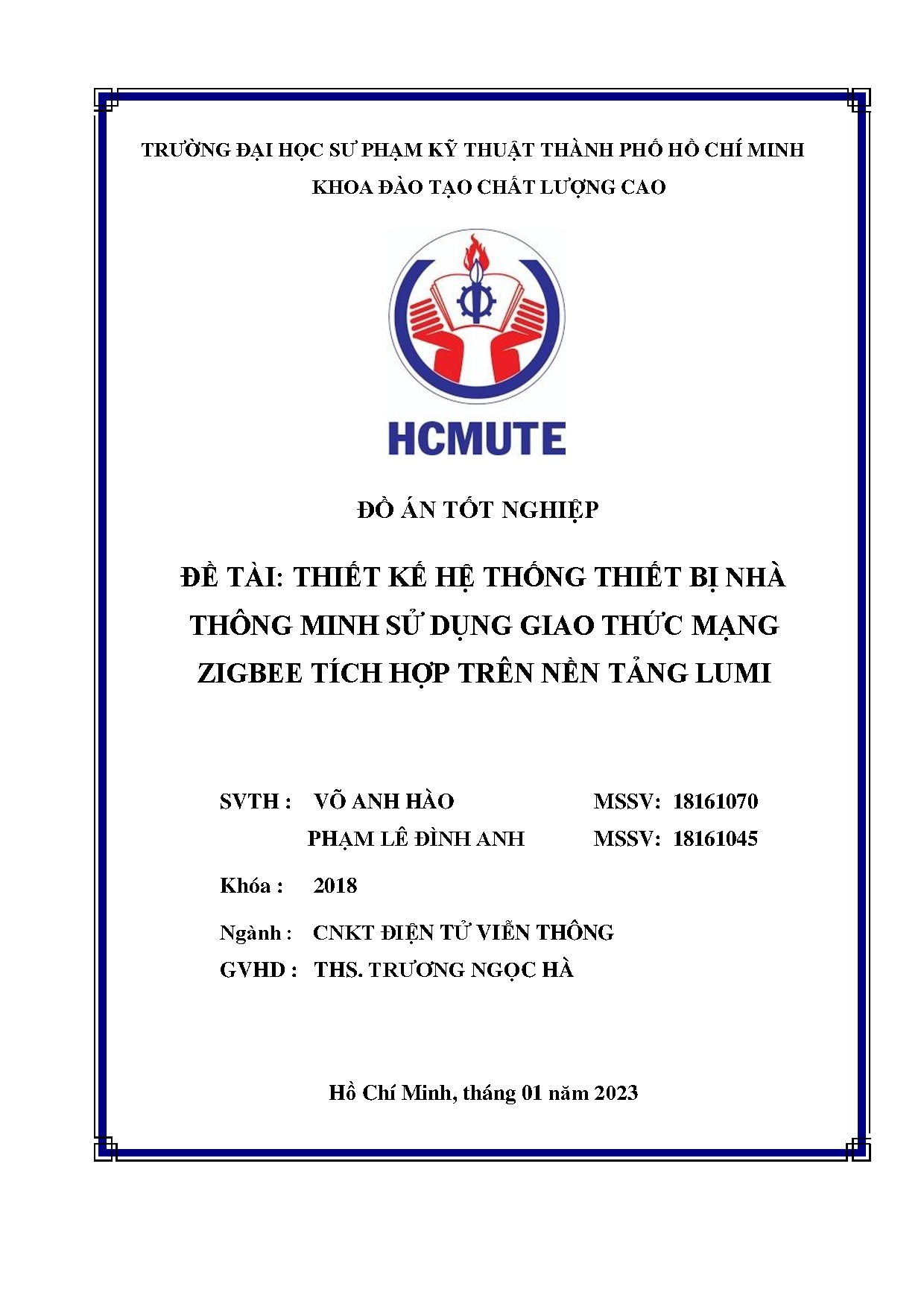 Đồ án tốt nghiệp - Thiết kế hệ thống thiết bị nhà thông minh sử dụng giao thức mạng Zigbee THTNTL