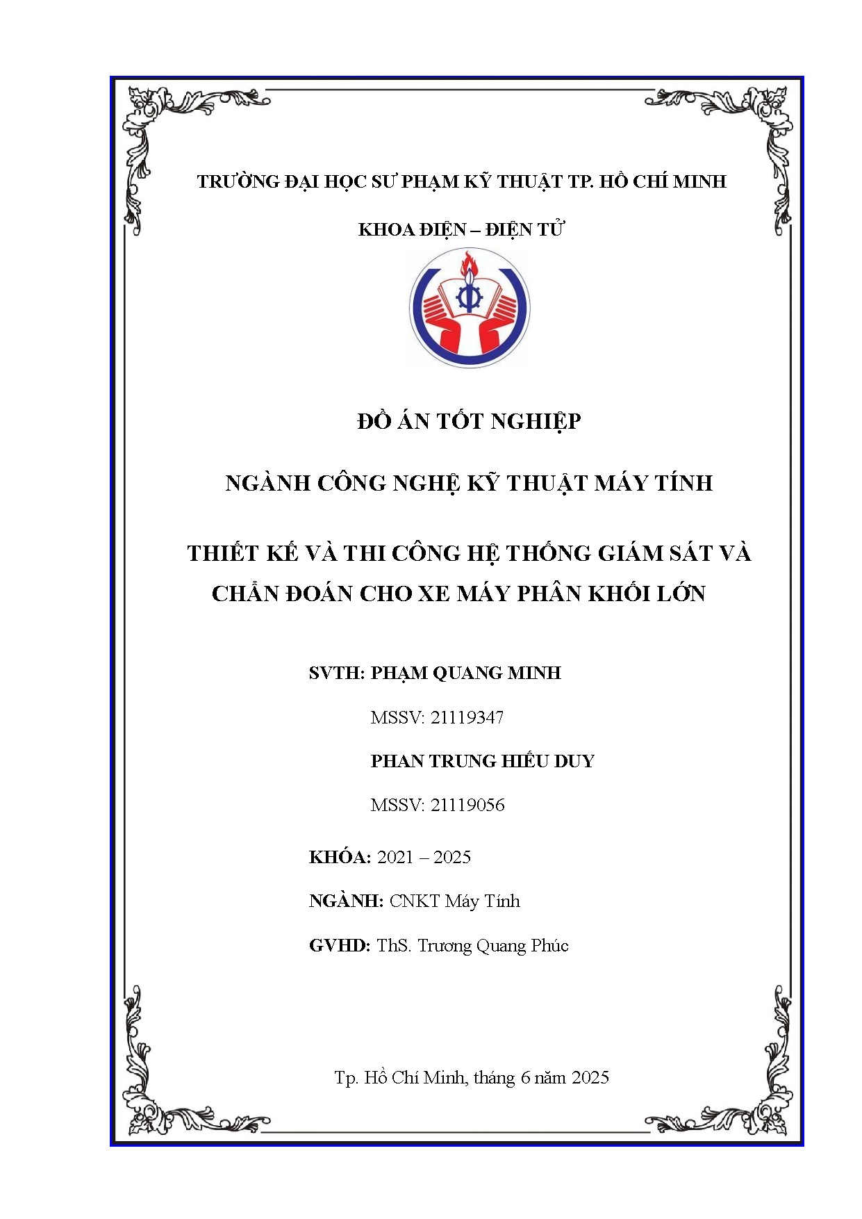 Đồ án tốt nghiệp - Thiết kế và thi công hệ thống giám sát và chẩn đoán cho xe máy phân khối lớn