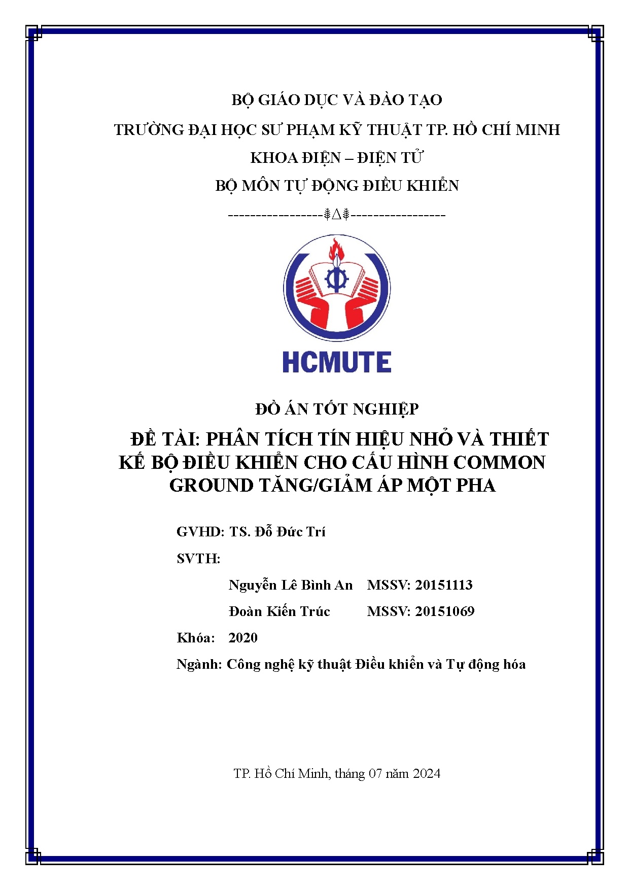 Đồ án tốt nghiệp - Phân tích tín hiệu nhỏ và thiết kế bộ điều khiển cho cấu hình Common ground TÁMP