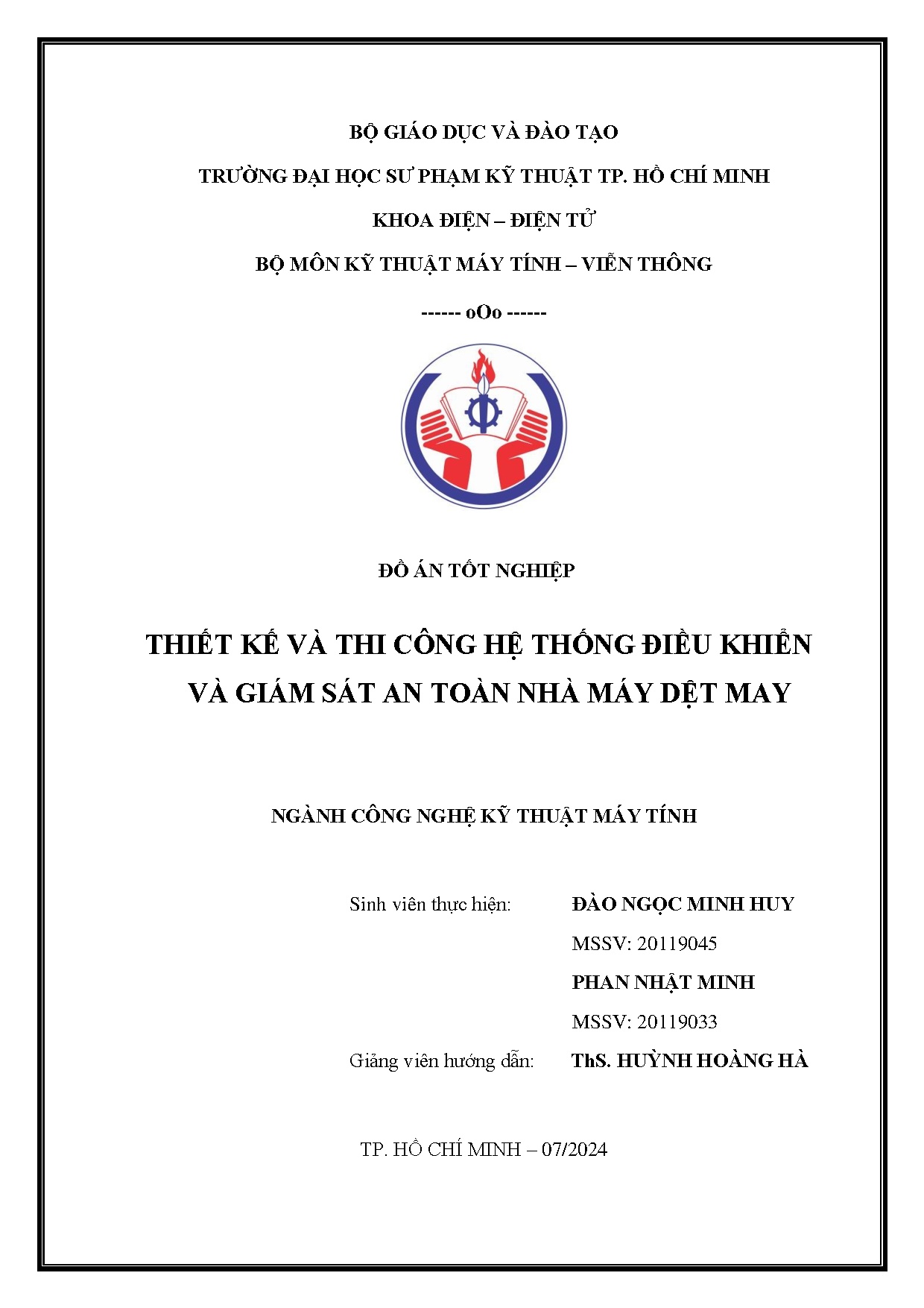 Đồ án tốt nghiệp - Thiết kế và thi công hệ thống điều khiển và giám sát an toàn nhà máy dệt may
