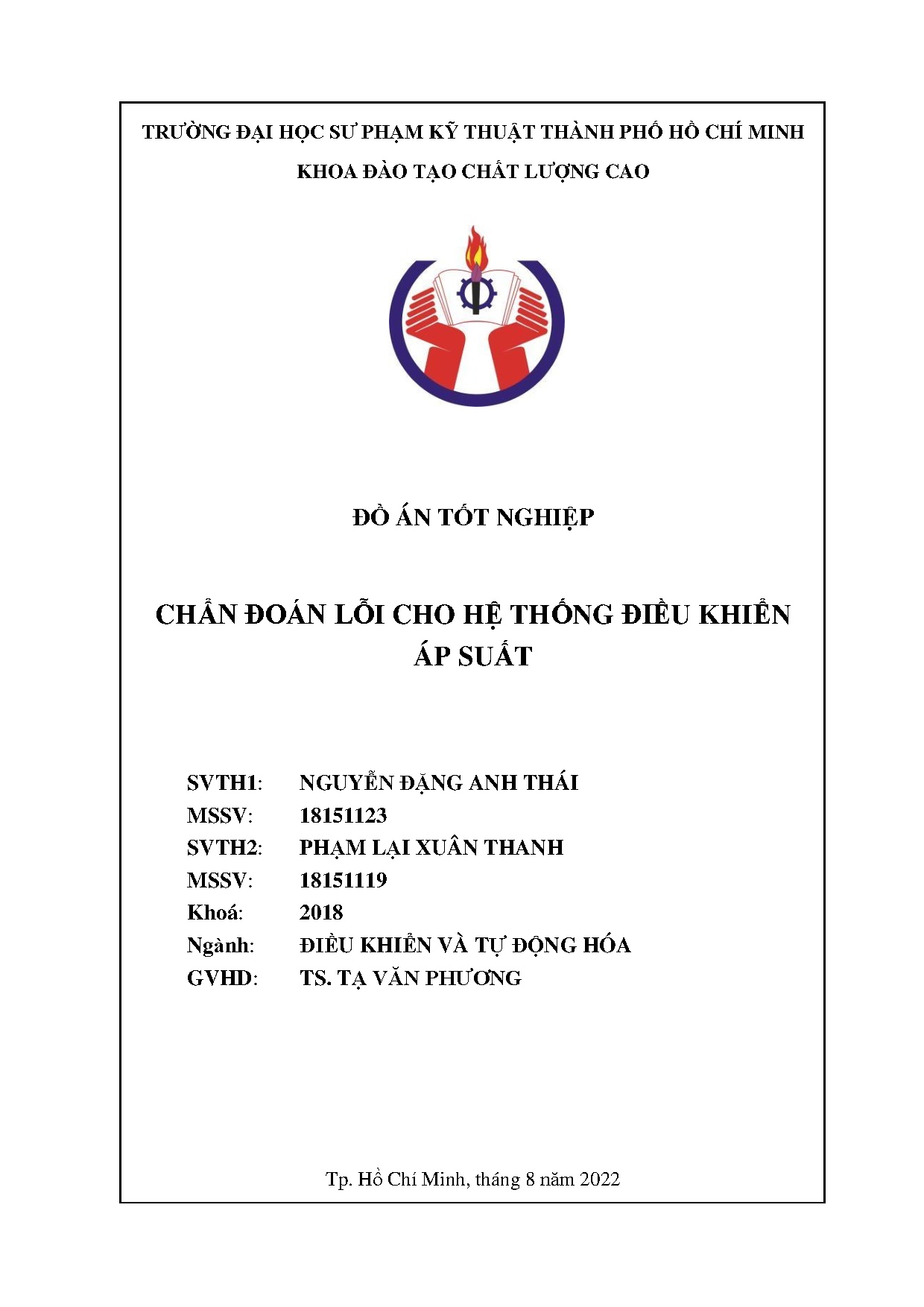 Đồ án tốt nghiệp - Chuẩn đoán lỗi cho hệ thống điều khiển áp suất