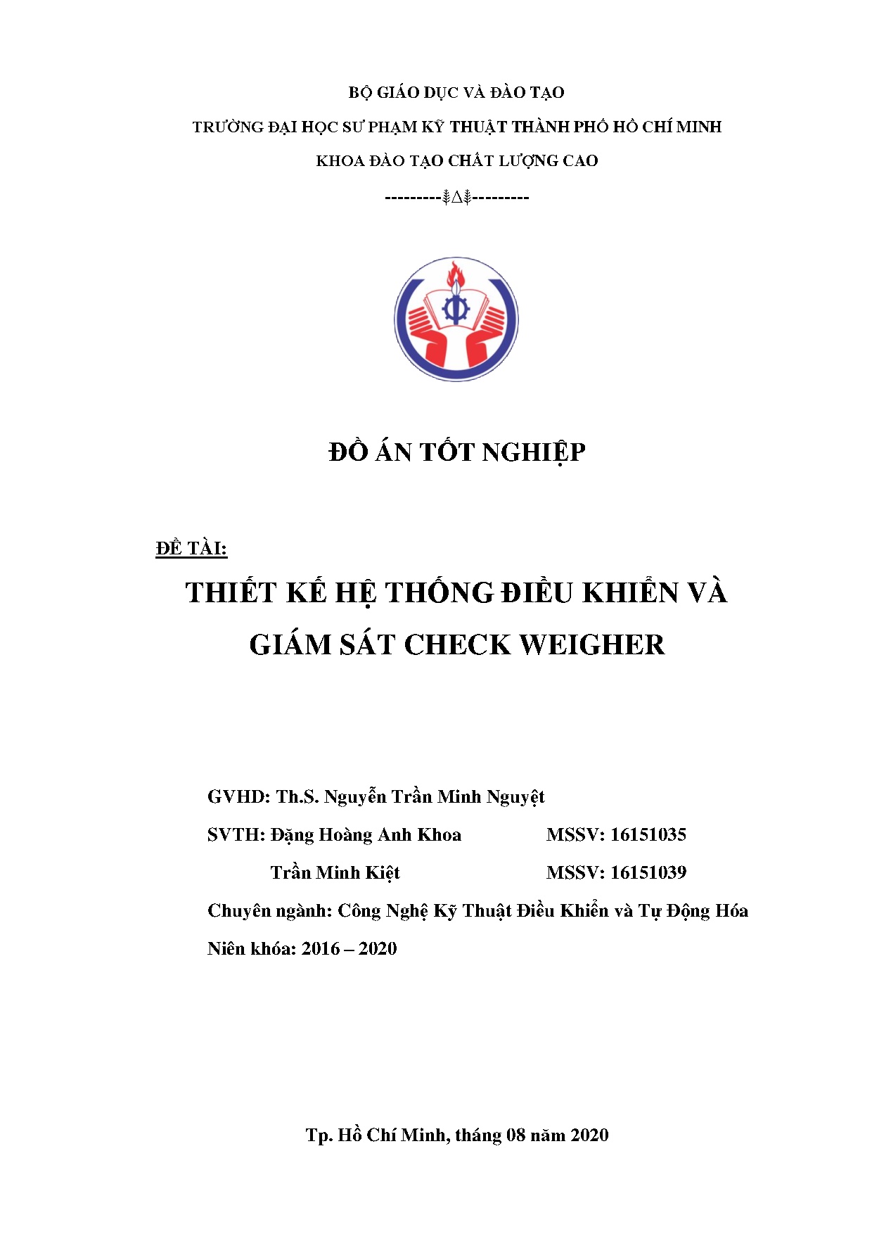 Đồ án tốt nghiệp - Thiết kế hệ thống điều khiển và giám sát Check Weigher