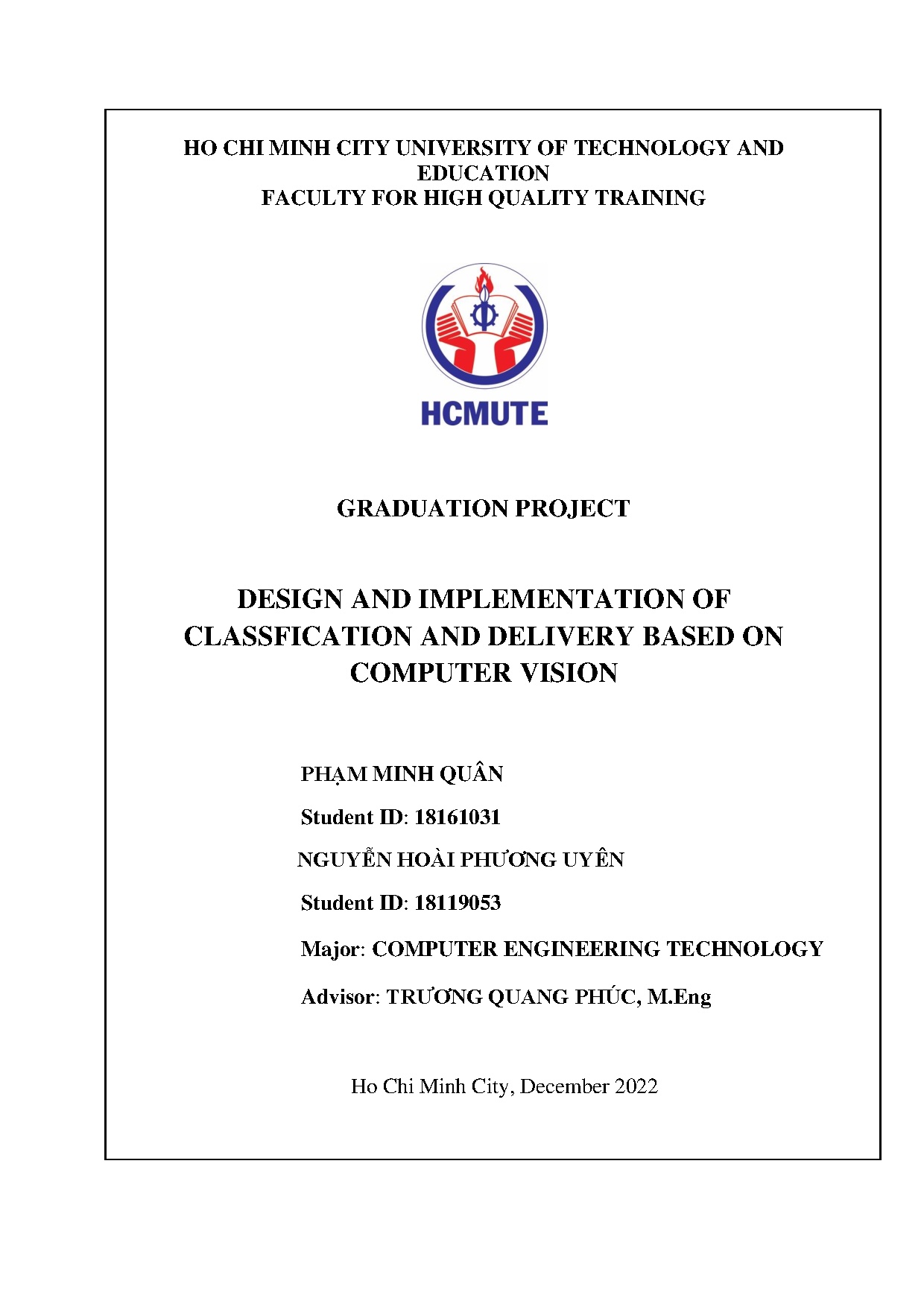 Đồ án tốt nghiệp - Design and implementation of classfication and delivery based on computer vision