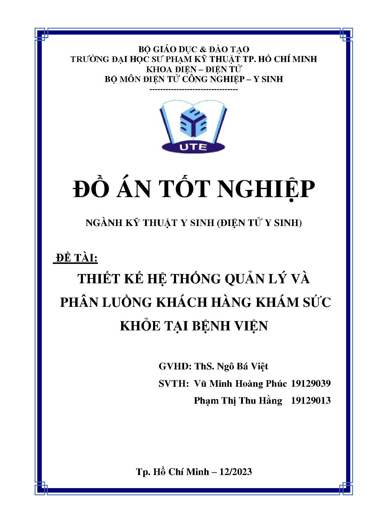 Đồ án tốt nghiệp - Thiết kế hệ thống quản lý và phân luồng khách hàng khám sức khỏe tại bệnh viện