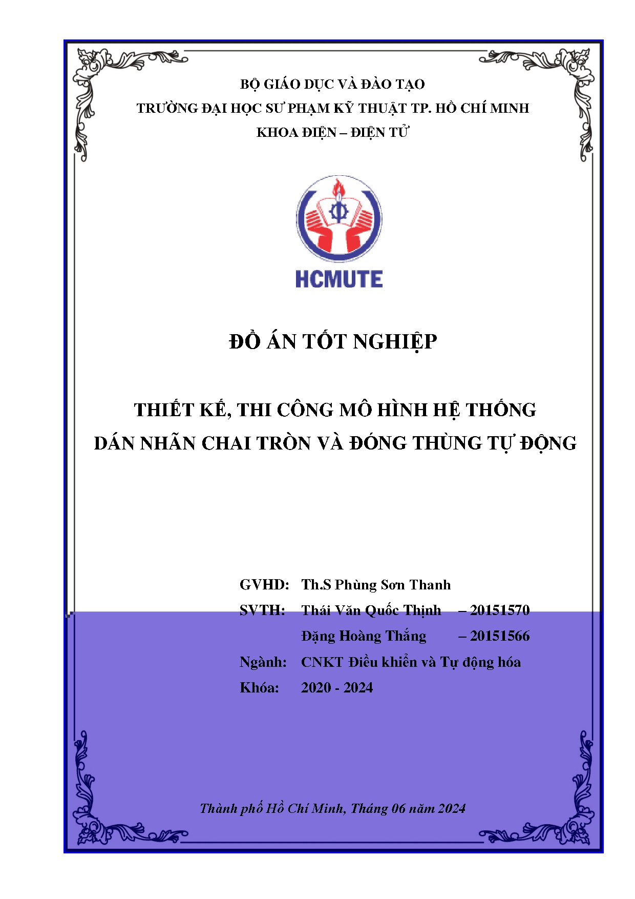 Đồ án tốt nghiệp - Thiết kế, thi công mô hình hệ thống dán nhãn chai tròn và đóng thùng tự động