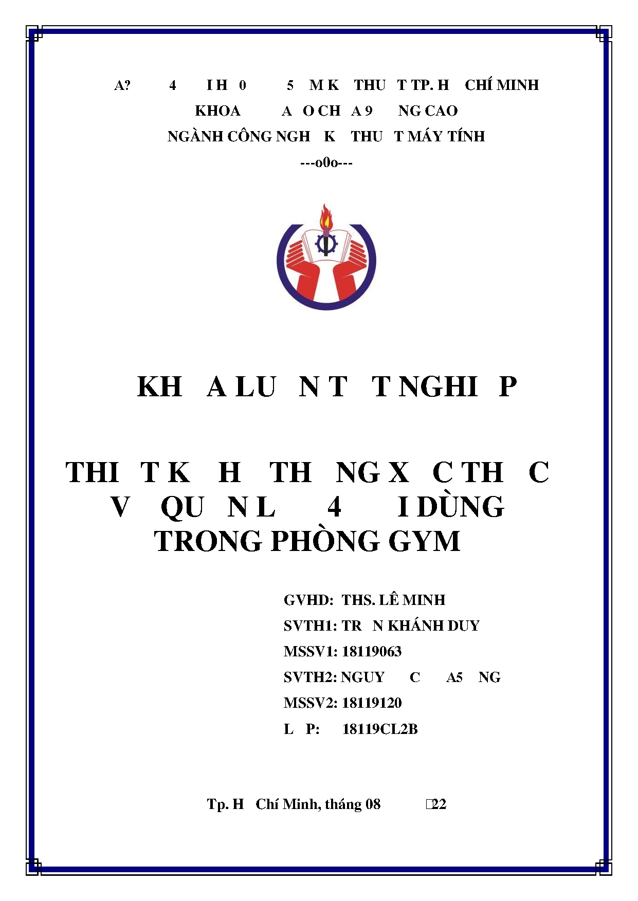 Đồ án tốt nghiệp - Thiết kế hệ thống xác thực và quản lý người dùng trong phòng gym