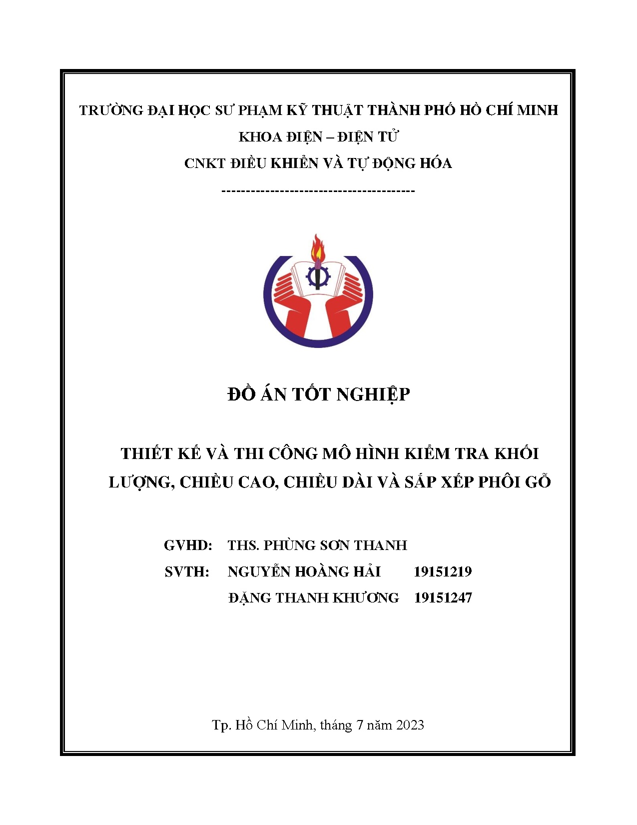 Đồ án tốt nghiệp - Thiết kế và thi công mô hình kiểm tra khối lượng, chiều cao, chiều dài và sắp XPG