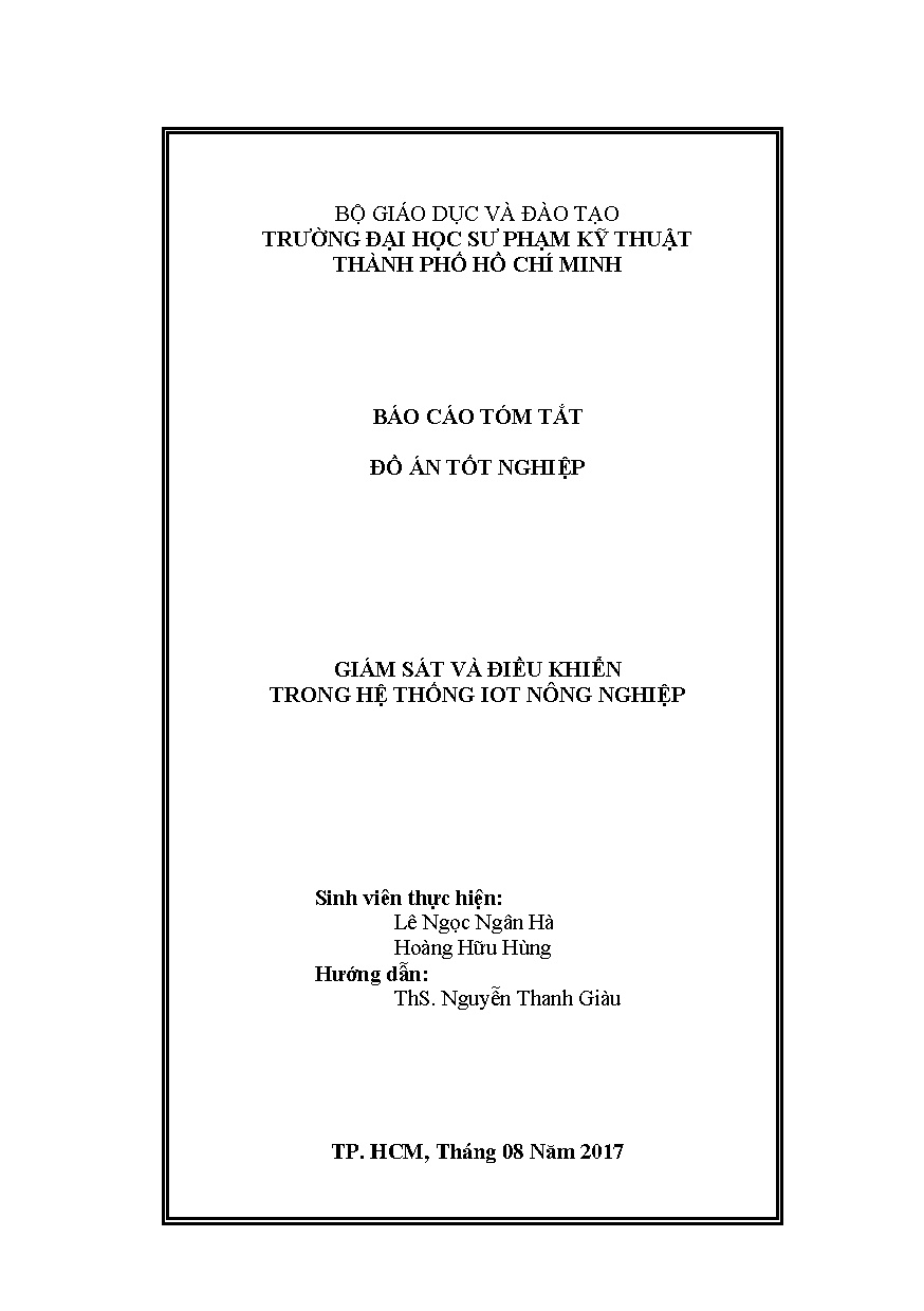Đồ án tốt nghiệp - Giám sát và điều khiển trong hệ thống IOT nông nghiệp