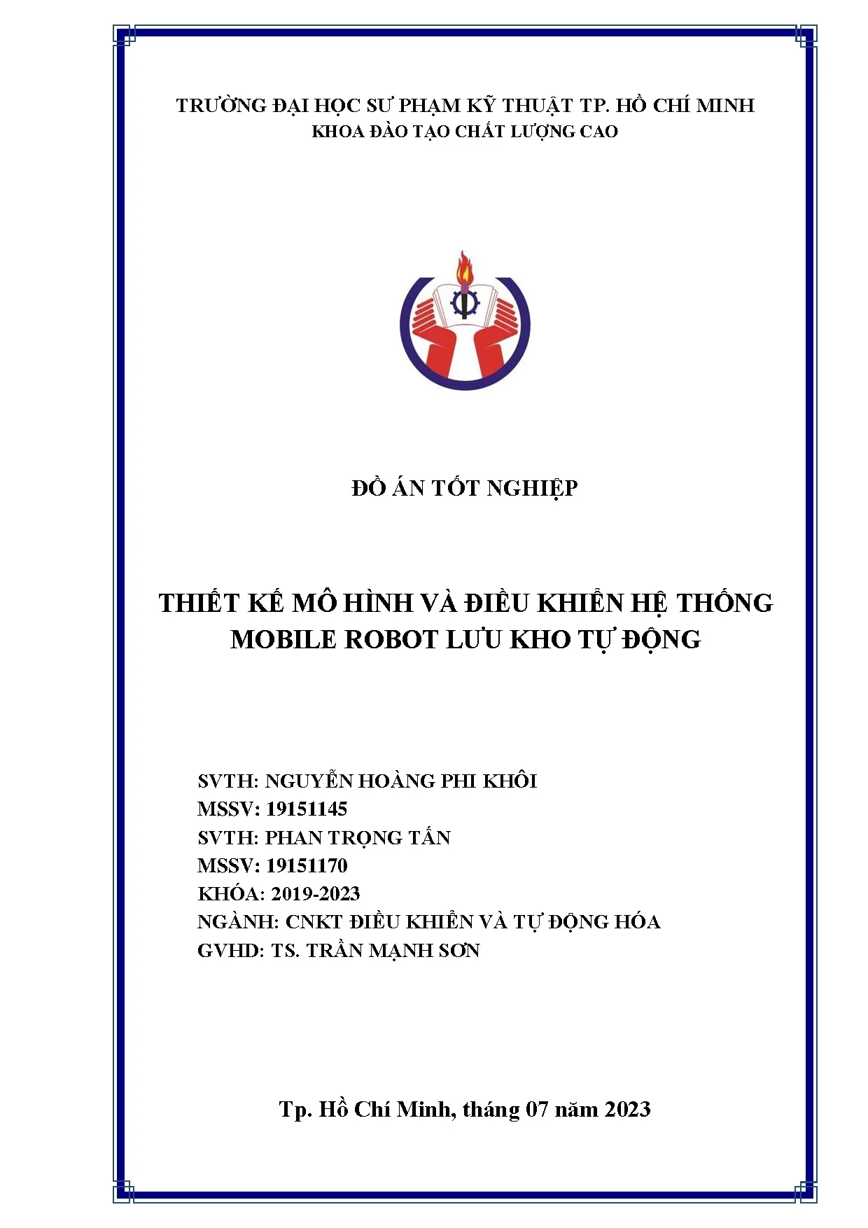 Đồ án tốt nghiệp - Thiết kế mô hình và điều khiển hệ thống Mobile Robot lưu kho tự động