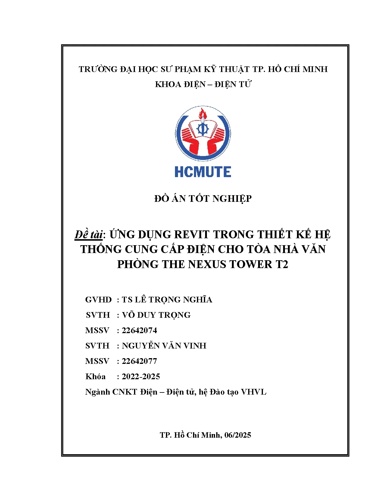 Đồ án tốt nghiệp - Ứng dụng Revit trong thiết kế hệ thống cung cấp điện cho tòa nhà văn phòng TNTT