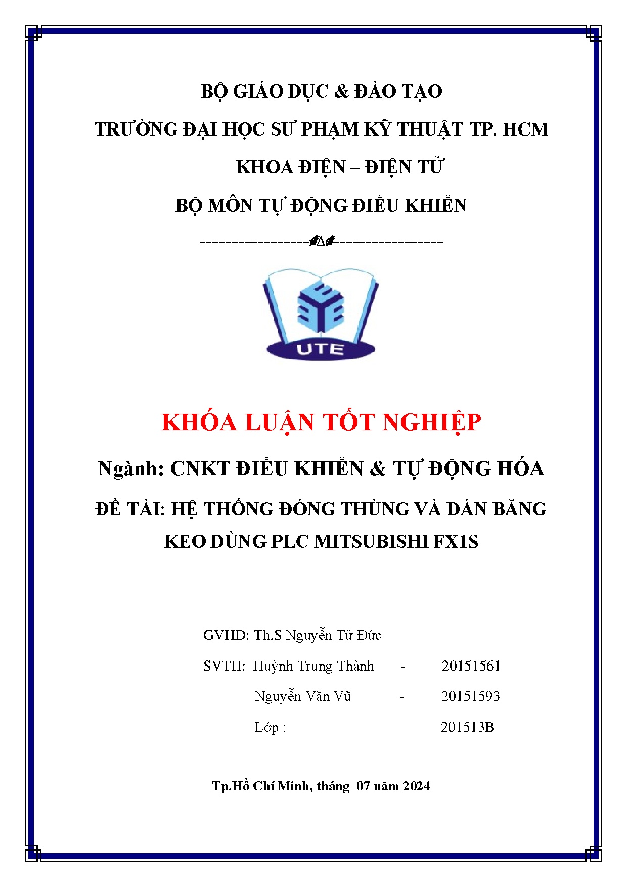 Đồ án tốt nghiệp - Hệ thống đóng thùng và dán băng keo dùng plc mitsubishi fx1s