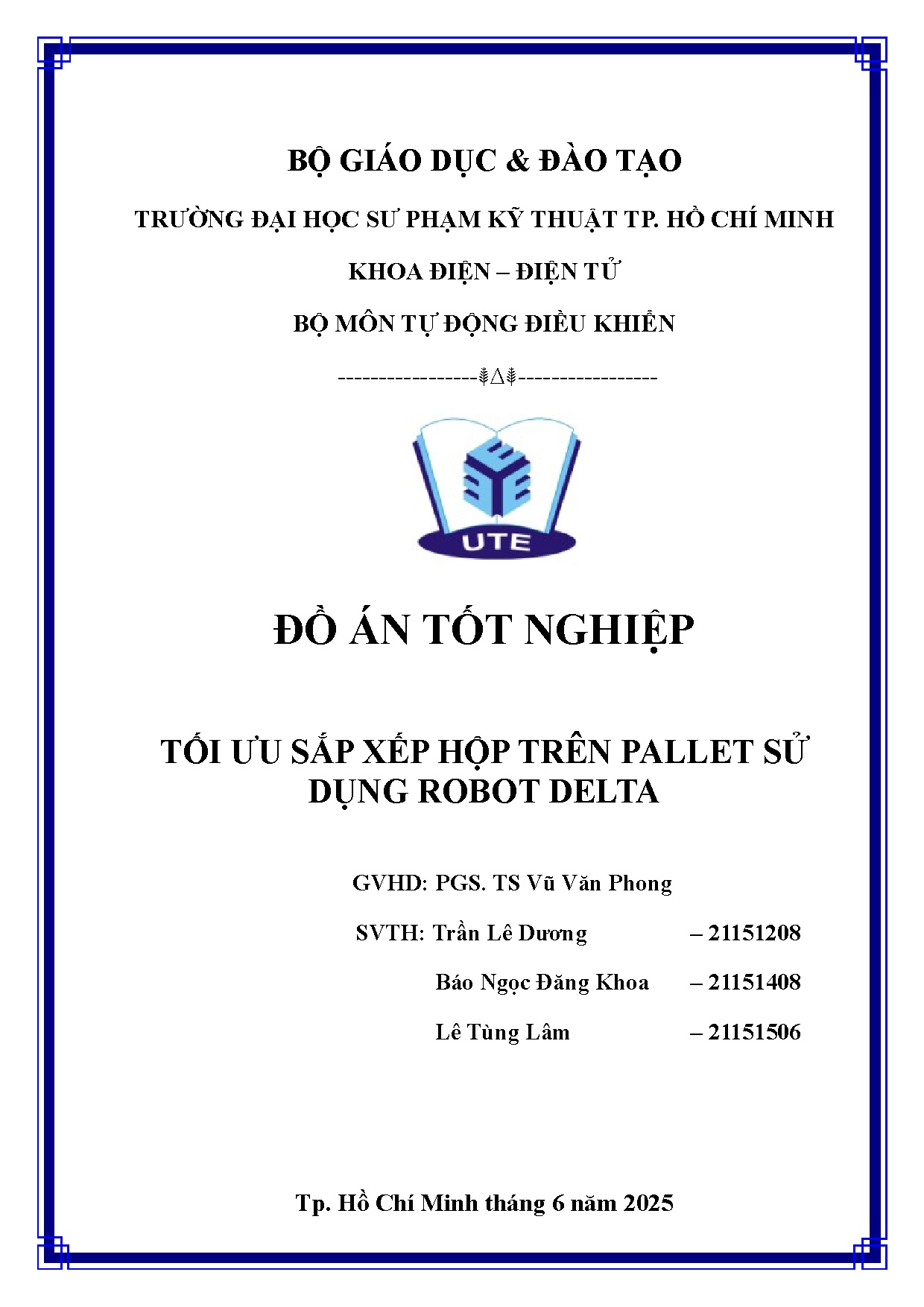 Đồ án tốt nghiệp - Tối ưu sắp xếp hộp trên pallet sử dụng robot Delta