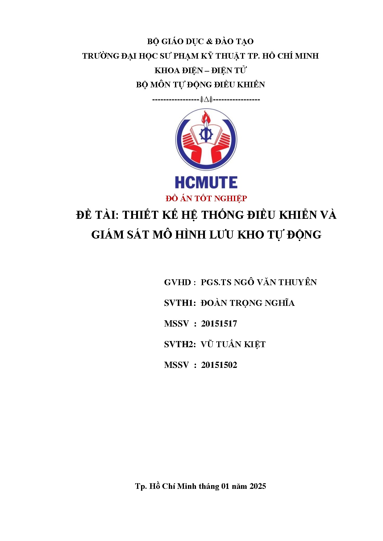 Đồ án tốt nghiệp - Thiết kế hệ thống điều khiển và giám sát mô hình lưu kho tự động