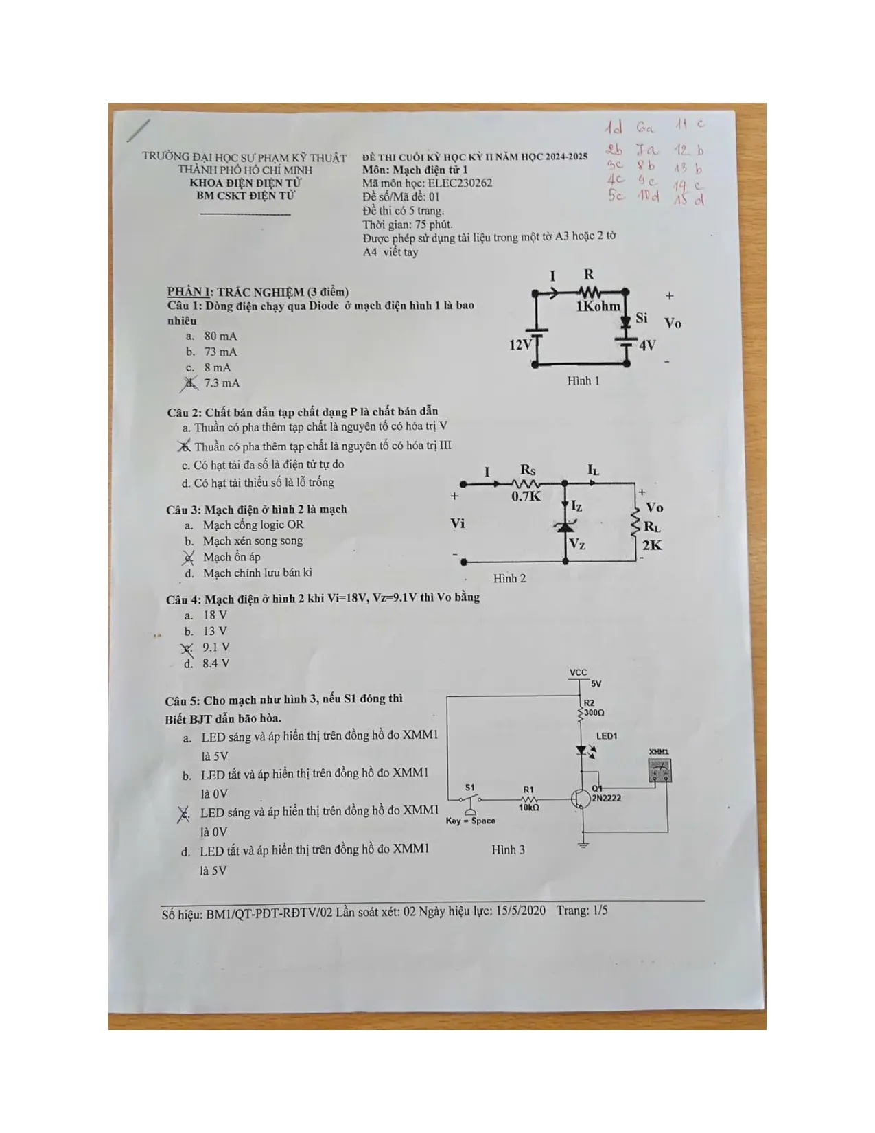 ĐỀ 2 Mạch điện tử 1